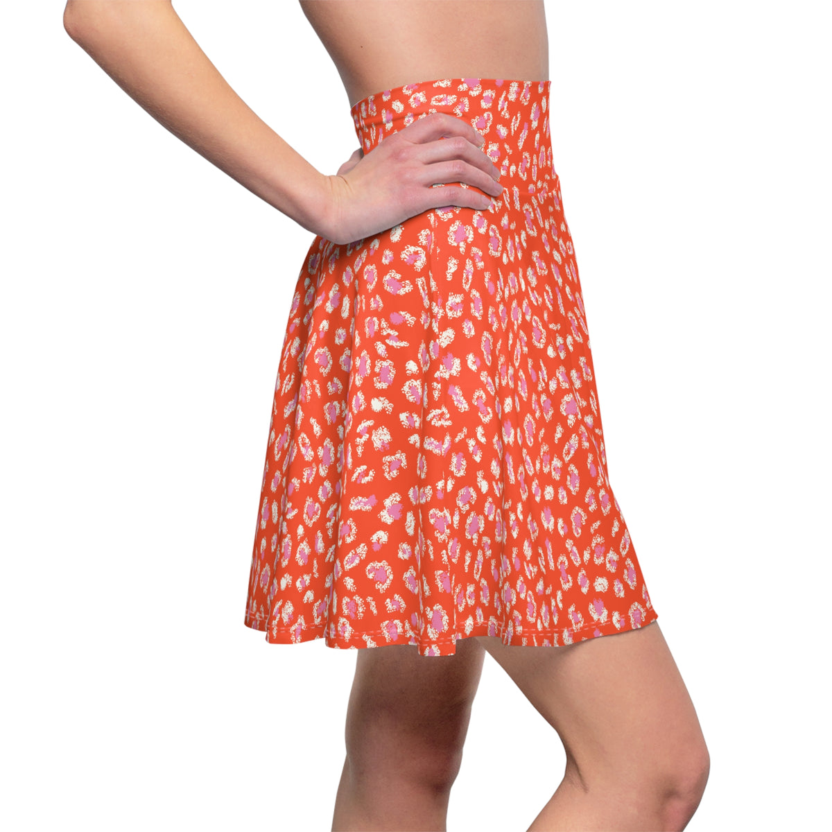 Shop Best Chic Bold Coral Leopard Print Women's Skater Skirt, featuring a flattering flare and standout color for playful, confident everyday style. Make a statement in the Bold Coral Leopard Print Women's Skater Skirt. Its twirl-ready silhouette brings fierce, feminine style to any look. Buy Cute Bold Coral Leopard Print Women's Skater Skirt for a vibrant, flattering piece that pairs easily with tees, blouses, and more.
