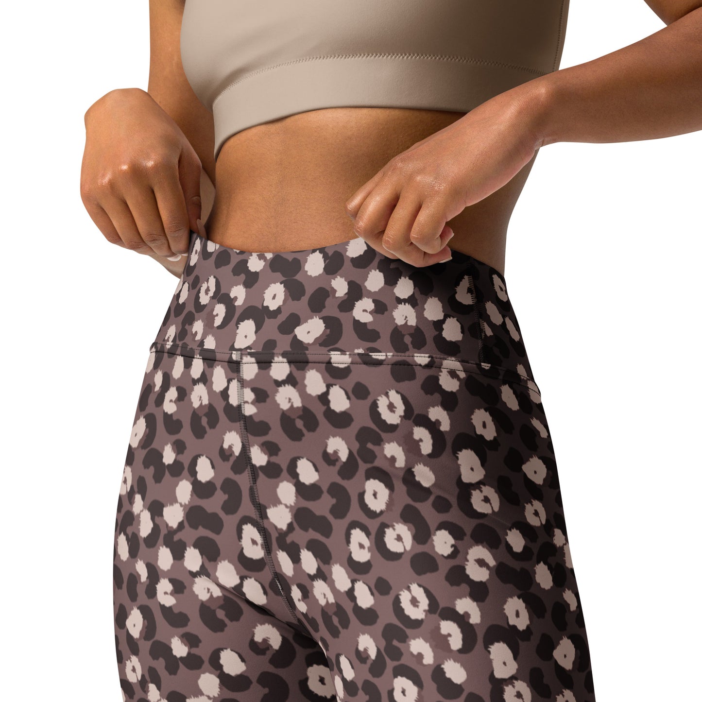 Cute Durable Bold Brown Leopard Print Yoga Leggings Activewear