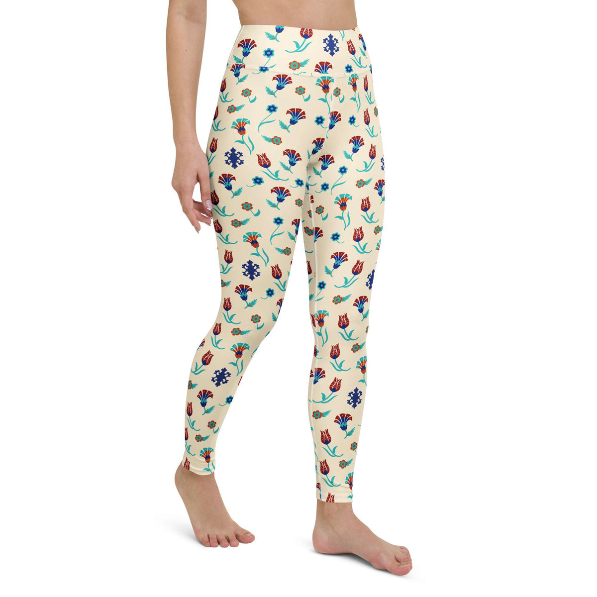 Durable Comfortable Bold Traditional Garden Floral Pattern Yoga Leggings for Activewear