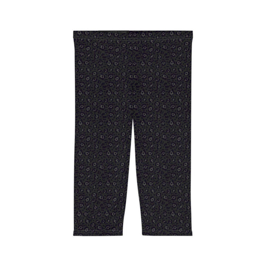 Stylish Bold Black Leopard Print Women’s Capri Leggings for Activewear