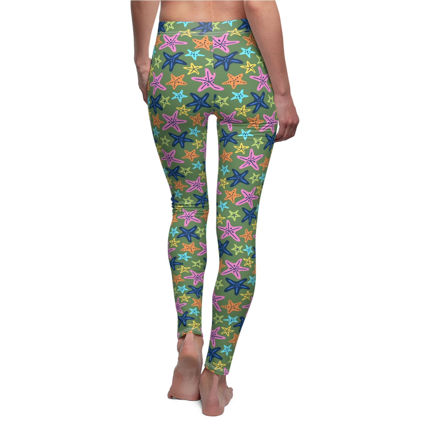 Stylish Bold Bohemian Colorful Starfish Printed Leggings for Casual Wear