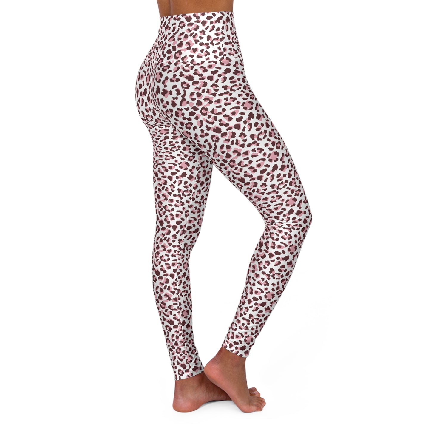 Trendy Cute Pink Leopard Skin High Waisted Yoga Leggings Activewear
