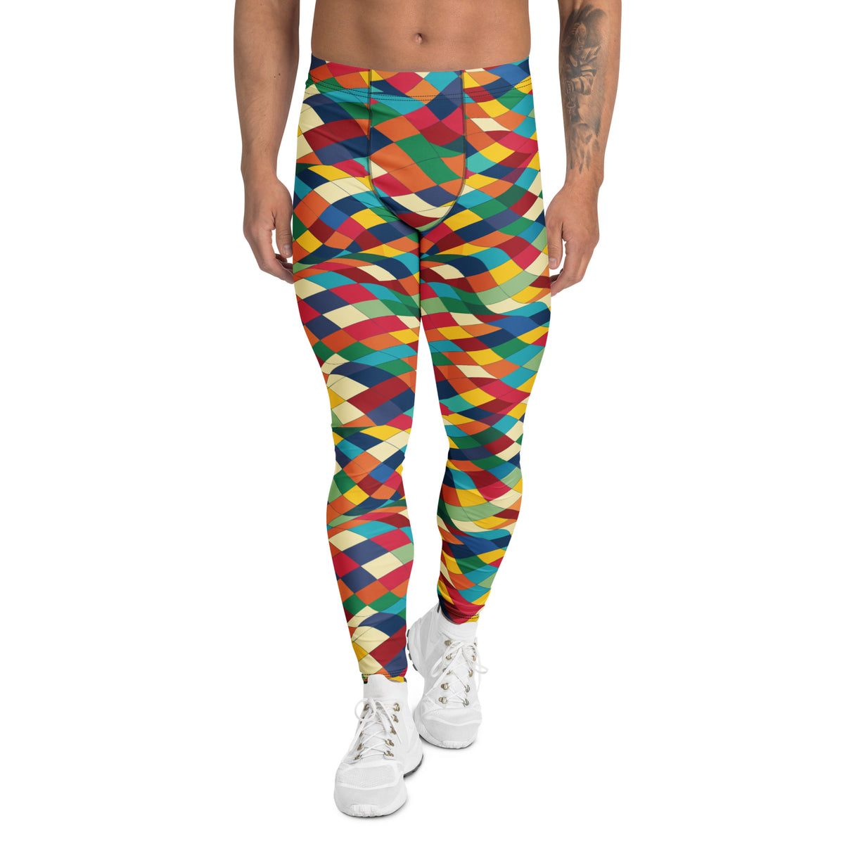 Cool Vibrant Modern Geometric Colorwave Men's Leggings for Active Wear Shop Vibrant Modern Geometric Colorwave Men's Leggings Activewear, designed for bold workouts, flexible movement, and standout everyday style. Elevate your gym and streetwear rotation with Vibrant Modern Geometric Colorwave Men's Leggings Activewear—bold, flexible, and unique. Buy Vibrant Modern Geometric Colorwave Men's Leggings Activewear for a striking look, all-day comfort, and performance-ready stretch.