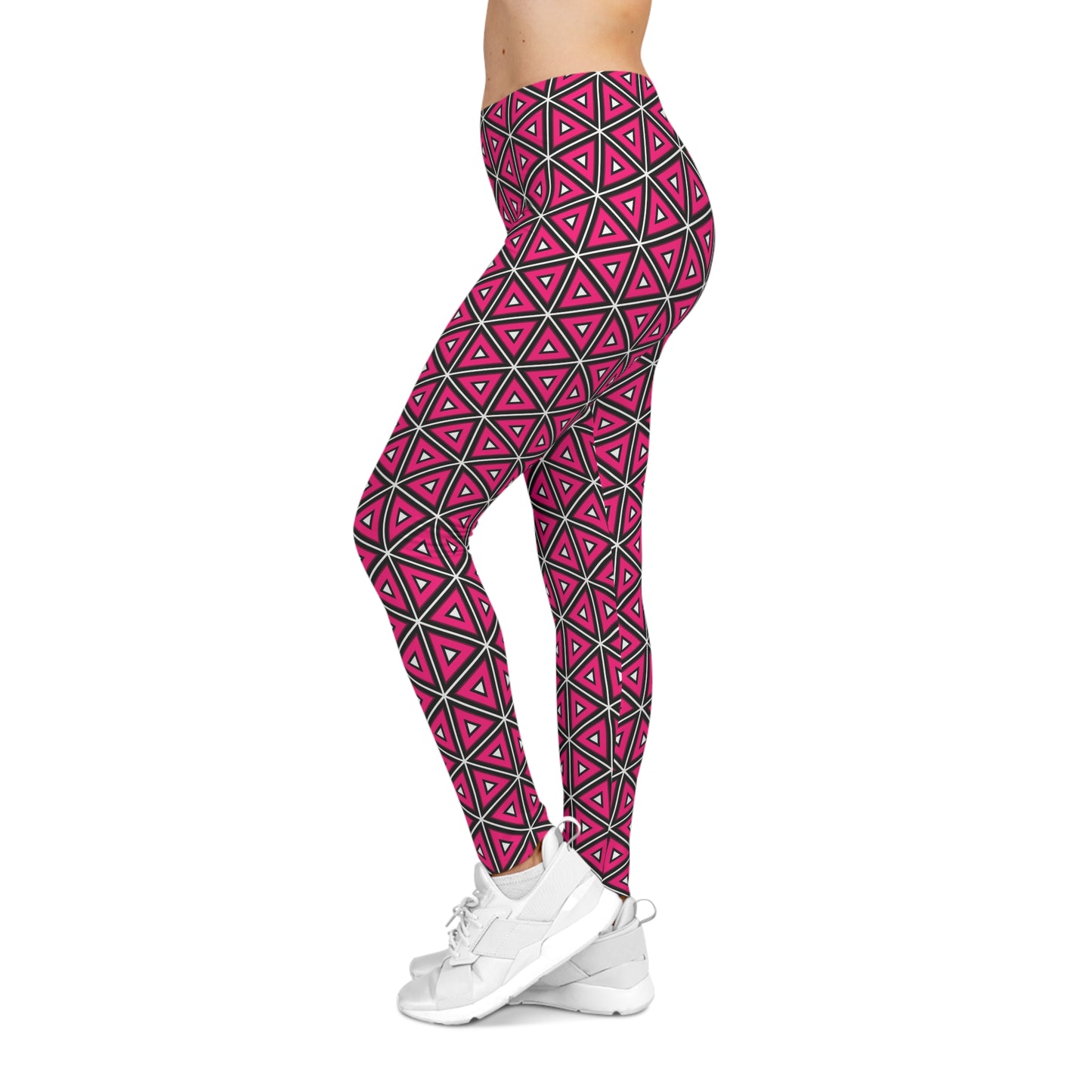 Vintage Comfortable Bold Women's Casual Leggings Chic Pink Triangles Activewear