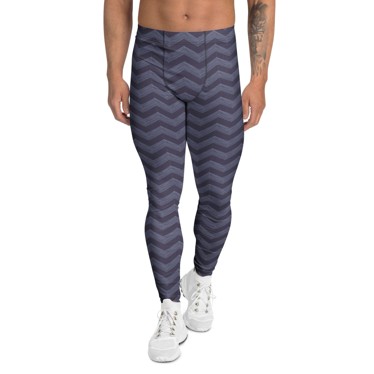 Unique Navy Chevron Zigzag Pattern Men's Sports Leggings Activewear Shop the perfect blend of style and performance with our Navy Chevron Zigzag Pattern Men's Sports Leggings. Designed for athletes and fitness enthusiasts, these leggings offer a sleek navy base accented by a dynamic chevron zigzag pattern that adds a modern edge to your workout gear. Crafted from high-quality, stretchable fabric, they provide excellent comfort, flexibility, and support during any activity.