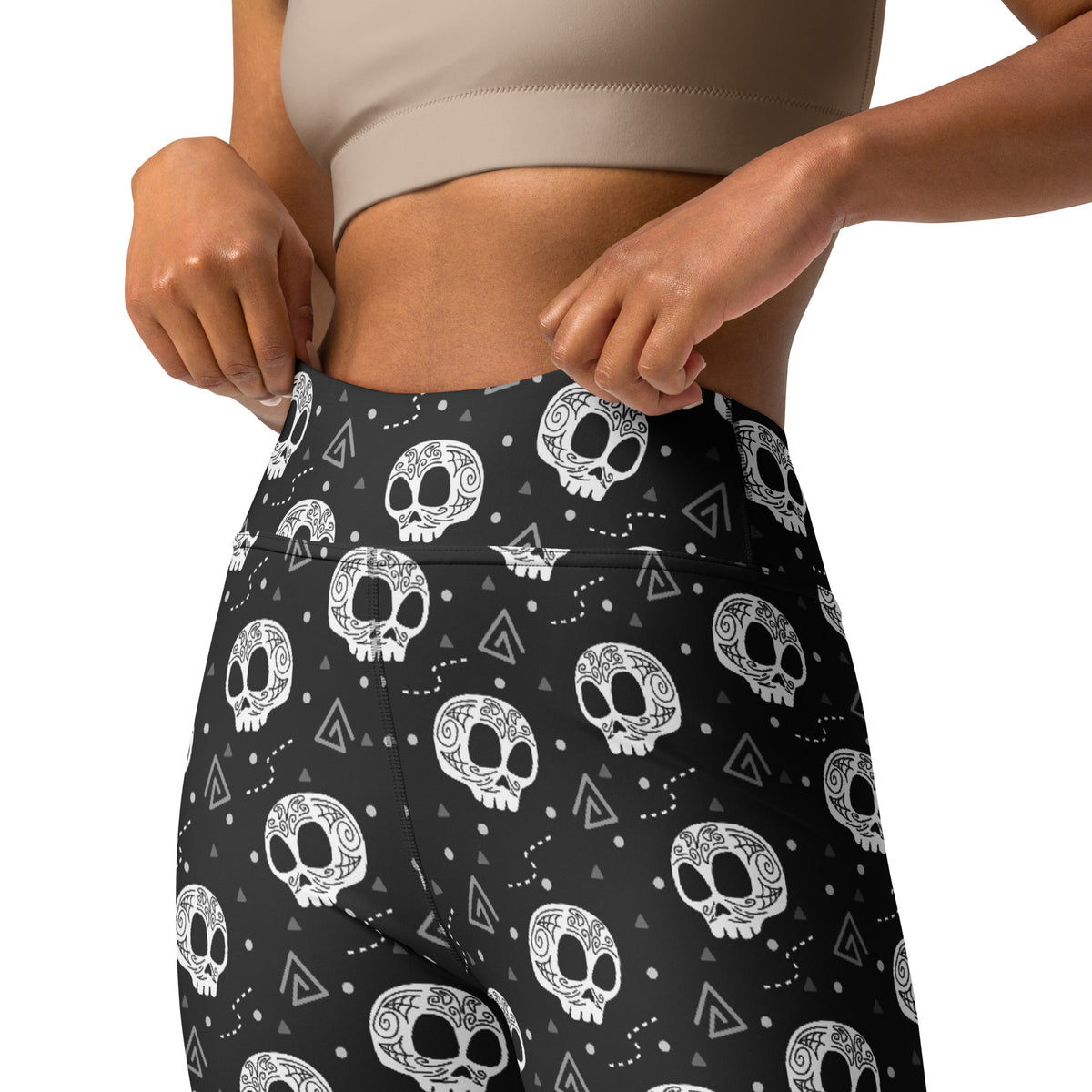 Shop Monochrome Gothic Skull Line Art Yoga Leggings Activewear, blending bold alternative style with soft stretch comfort for workouts or daily wear. Elevate your look with Monochrome Gothic Skull Line Art Yoga Leggings Activewear—perfect for yoga, gym sessions, and streetwear style. Buy Monochrome Gothic Skull Line Art Yoga Leggings Activewear with a striking dark design, flexible fit, and everyday comfort.