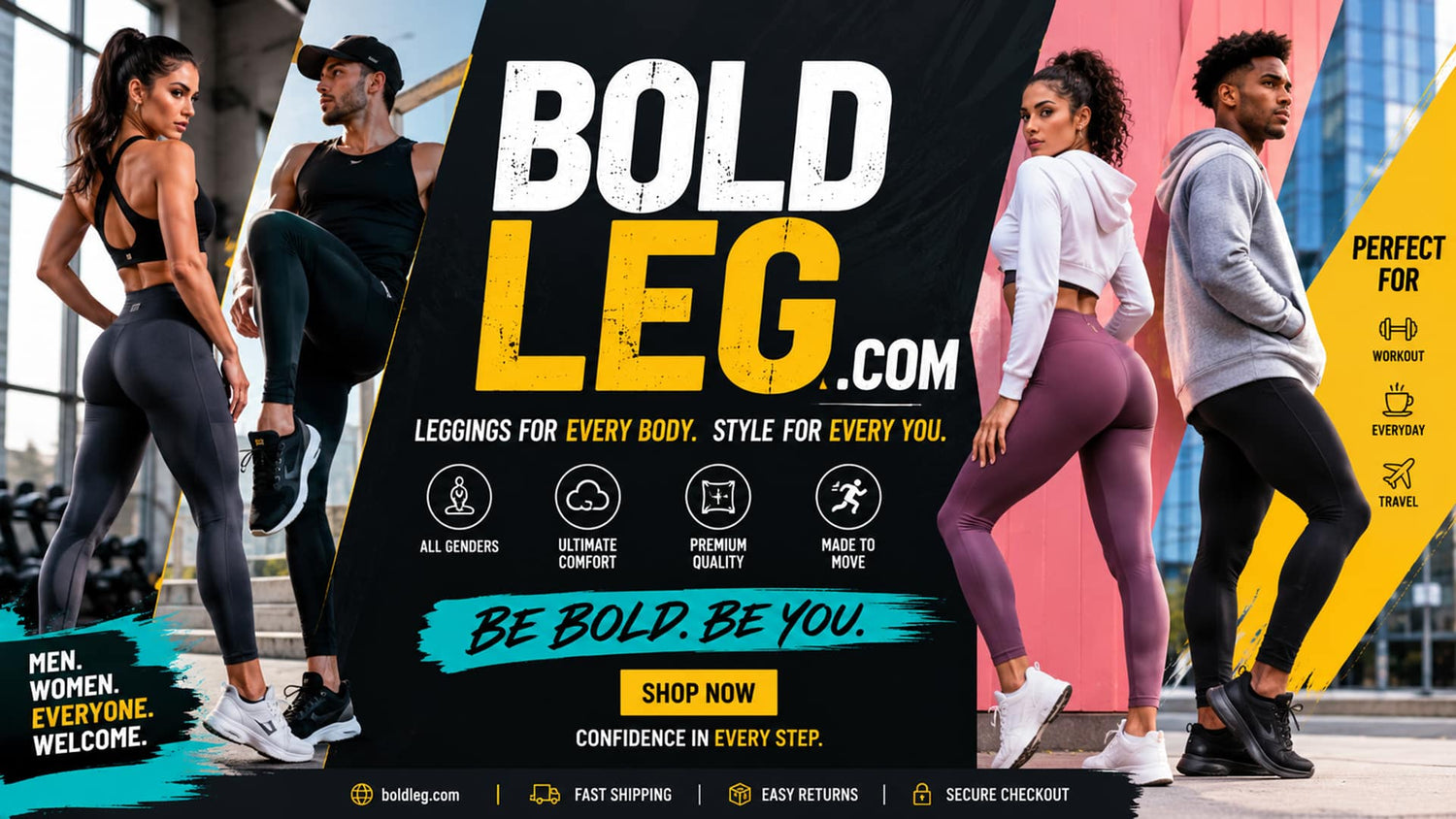 Discover premium men’s and women’s leggings at BoldLeg. Shop comfortable, high-performance tights, meggings, and activewear built for bold movement.