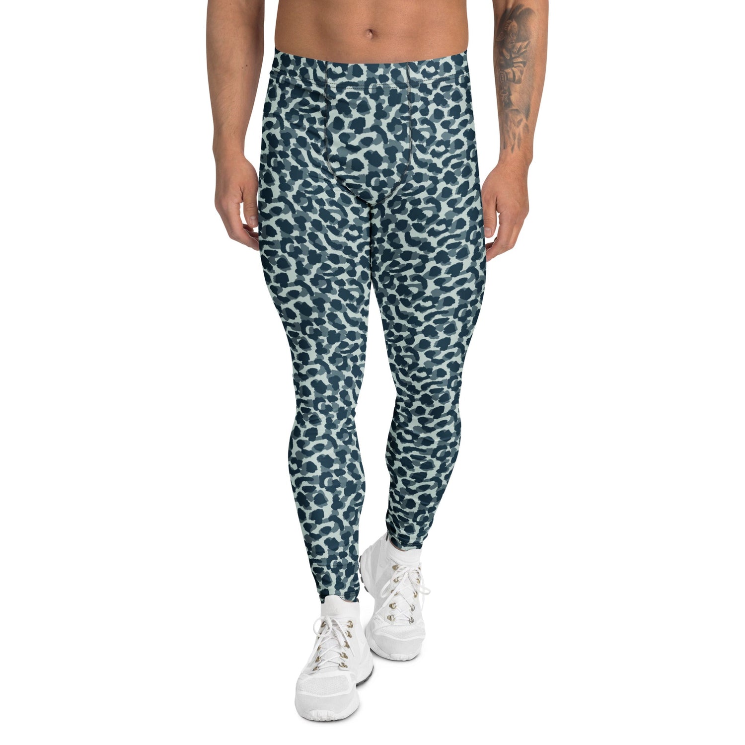 Comfortable Bold Green Leopard Print Men's Athletic Leggings for Activewear