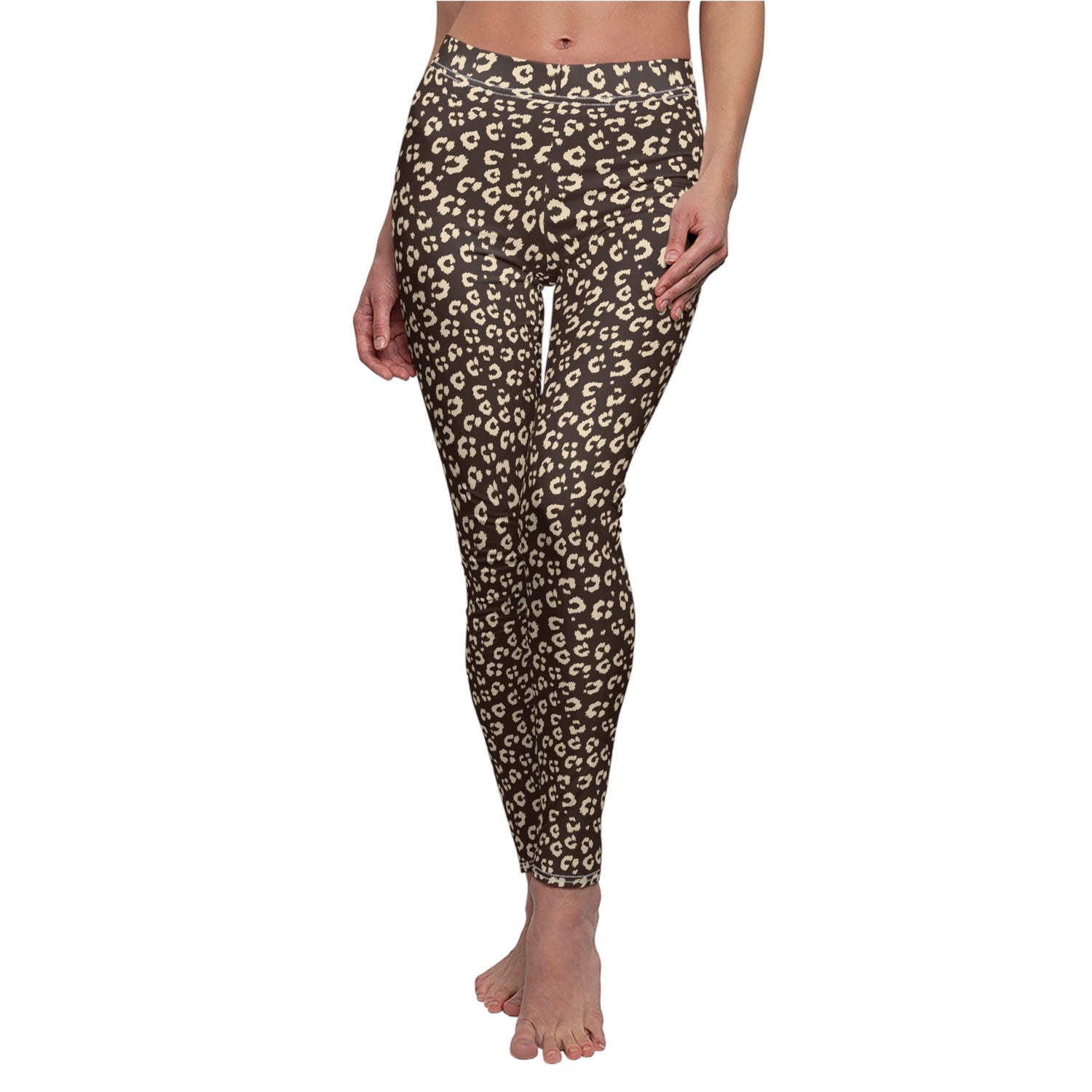 Comfortable Bold Leopard Print Women's Cut Sew Casual Leggings for Activewear