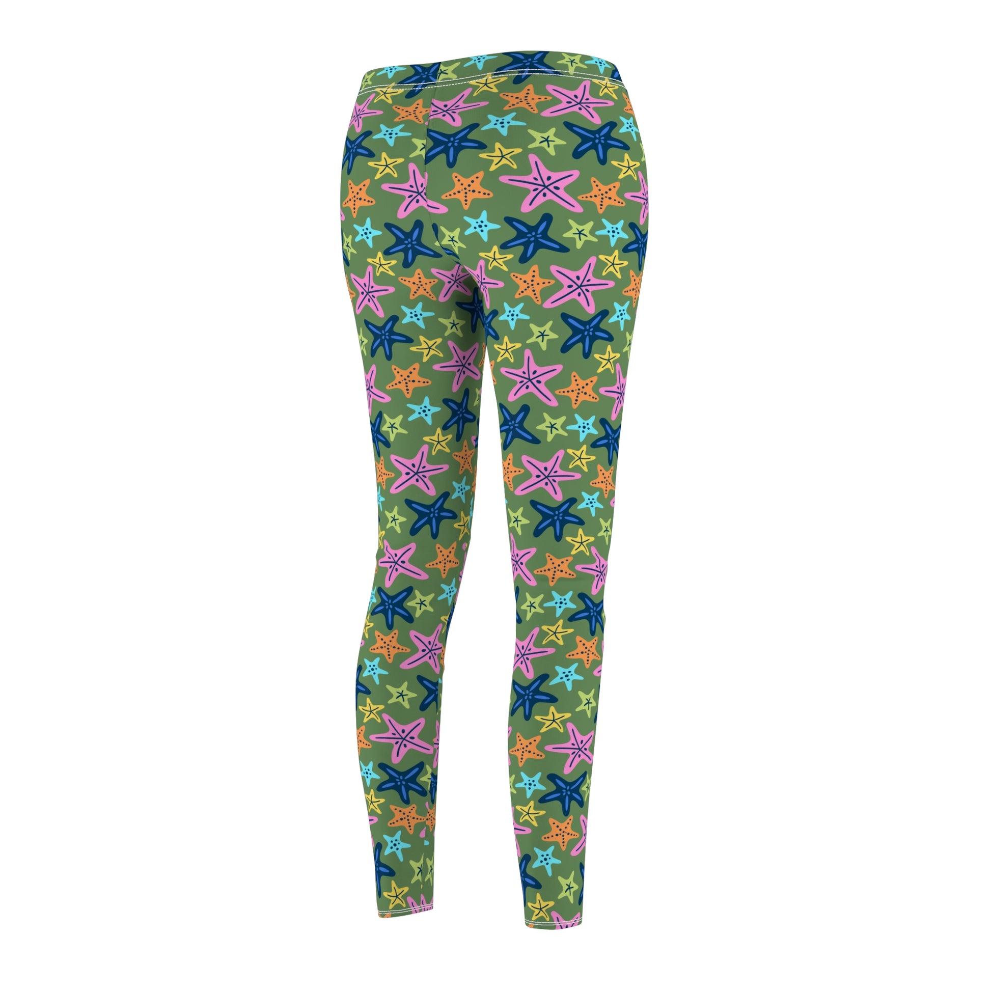 Athletic Bold Bohemian Colorful Starfish Printed Leggings for Casual Wear