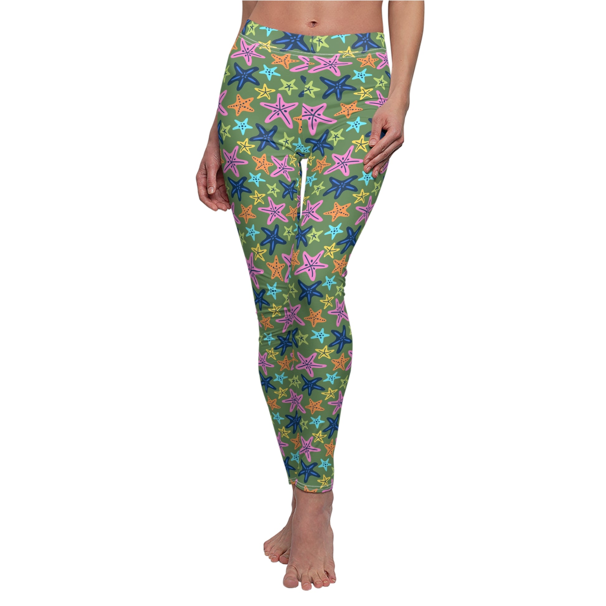 Bohemian Colorful Starfish Printed Leggings for Casual Wear