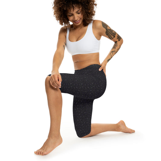Bold Black Leopard Print Women’s Capri Leggings for Activewear
