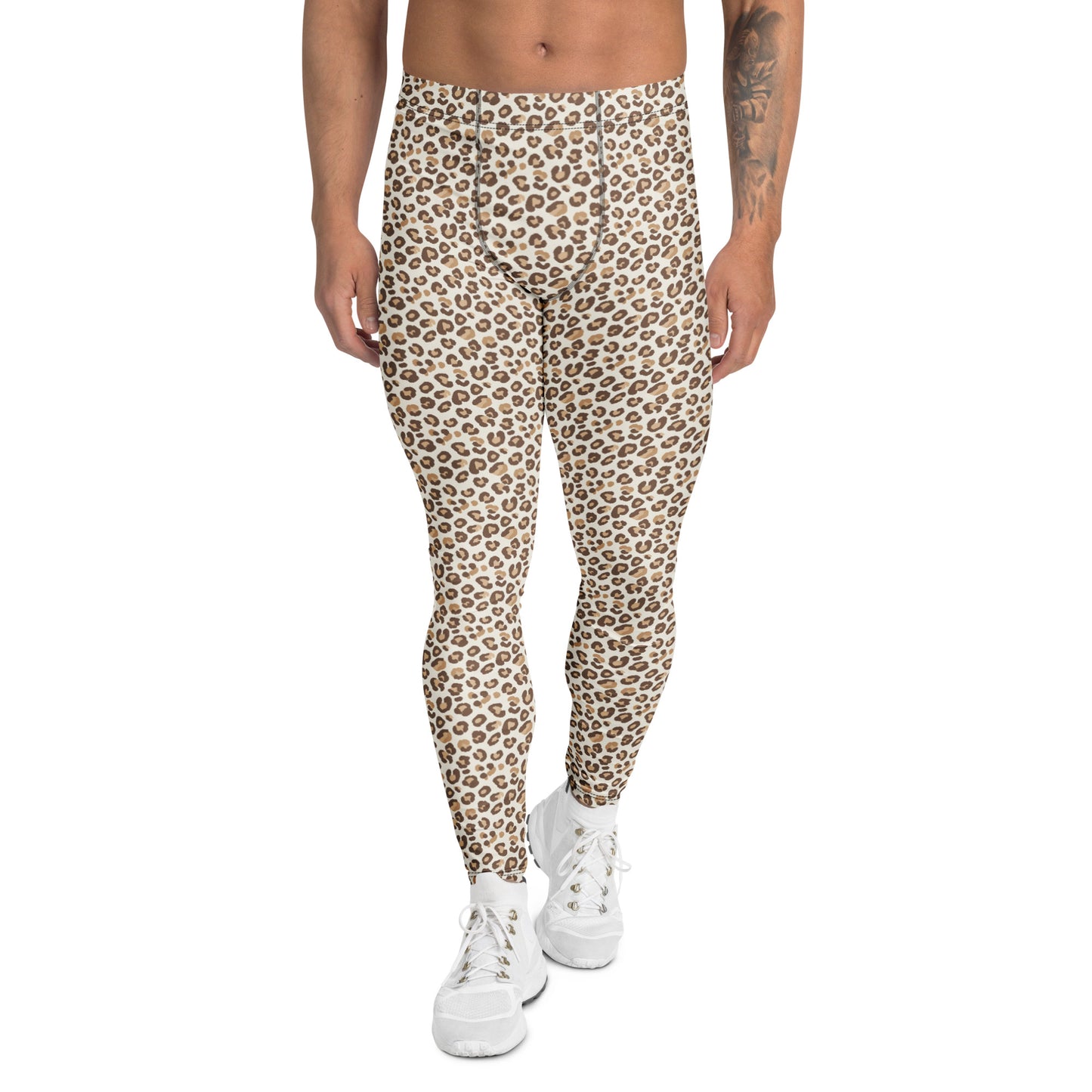 Bold Brown Leopard Print Men's Athletic Leggings for Activewear