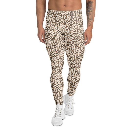 Bold Brown Leopard Print Men's Athletic Leggings for Activewear