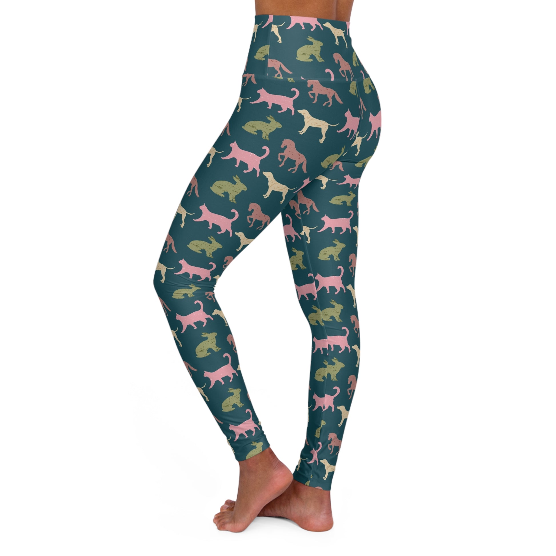 Bold Comfortable Colorful Animals Pattern High Waist Yoga Leggings for Activewear