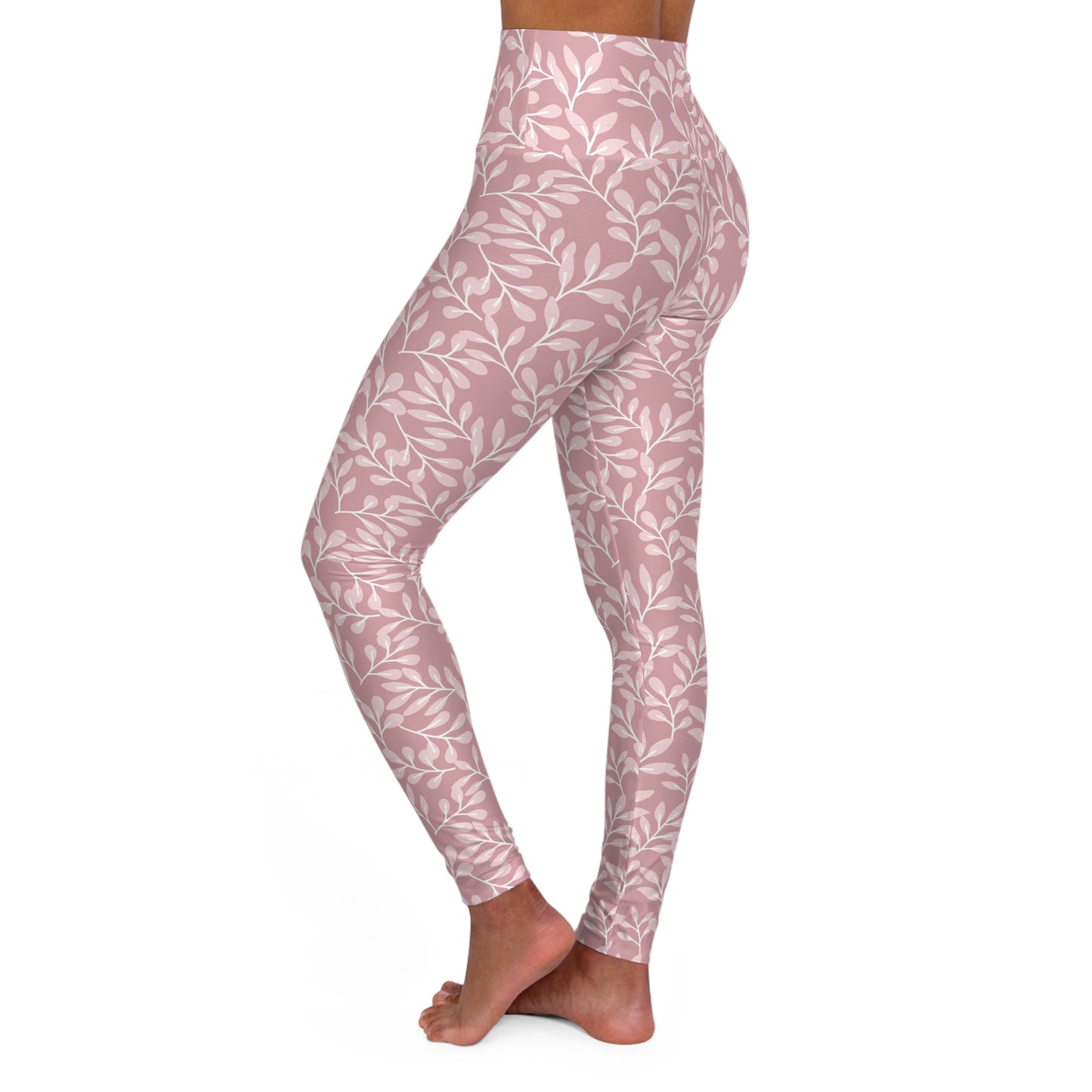 Bold Comfortable Pink Floral Print Leggings for Yoga and Workouts Activewear