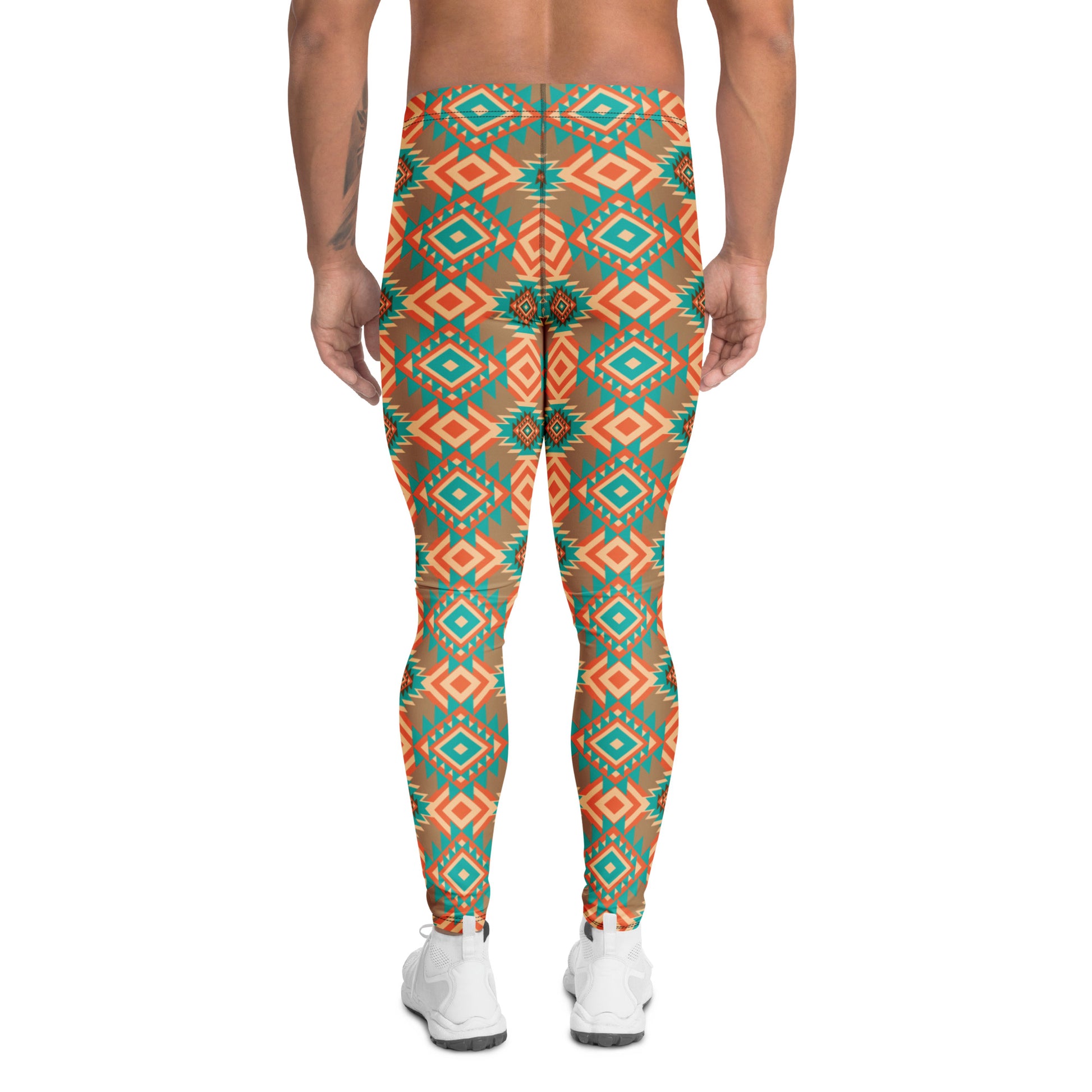 Bold Comfortable Vintage Ikat Ethnic Aztec Tribal Men's Leggings Activewear