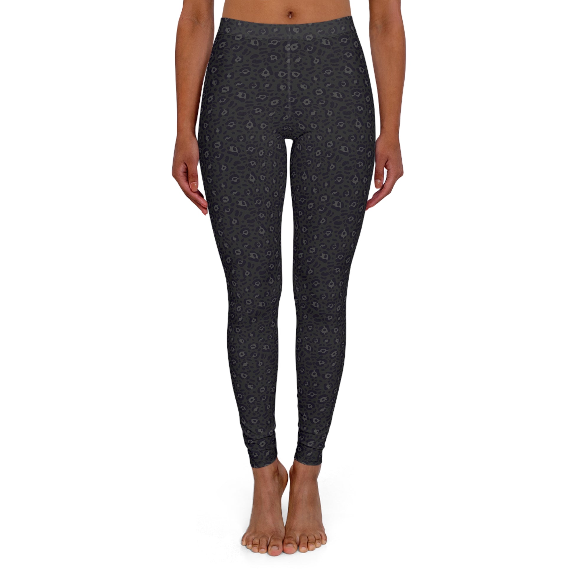 Bold Dark Leopard Print Women's Casual Spandex Leggings