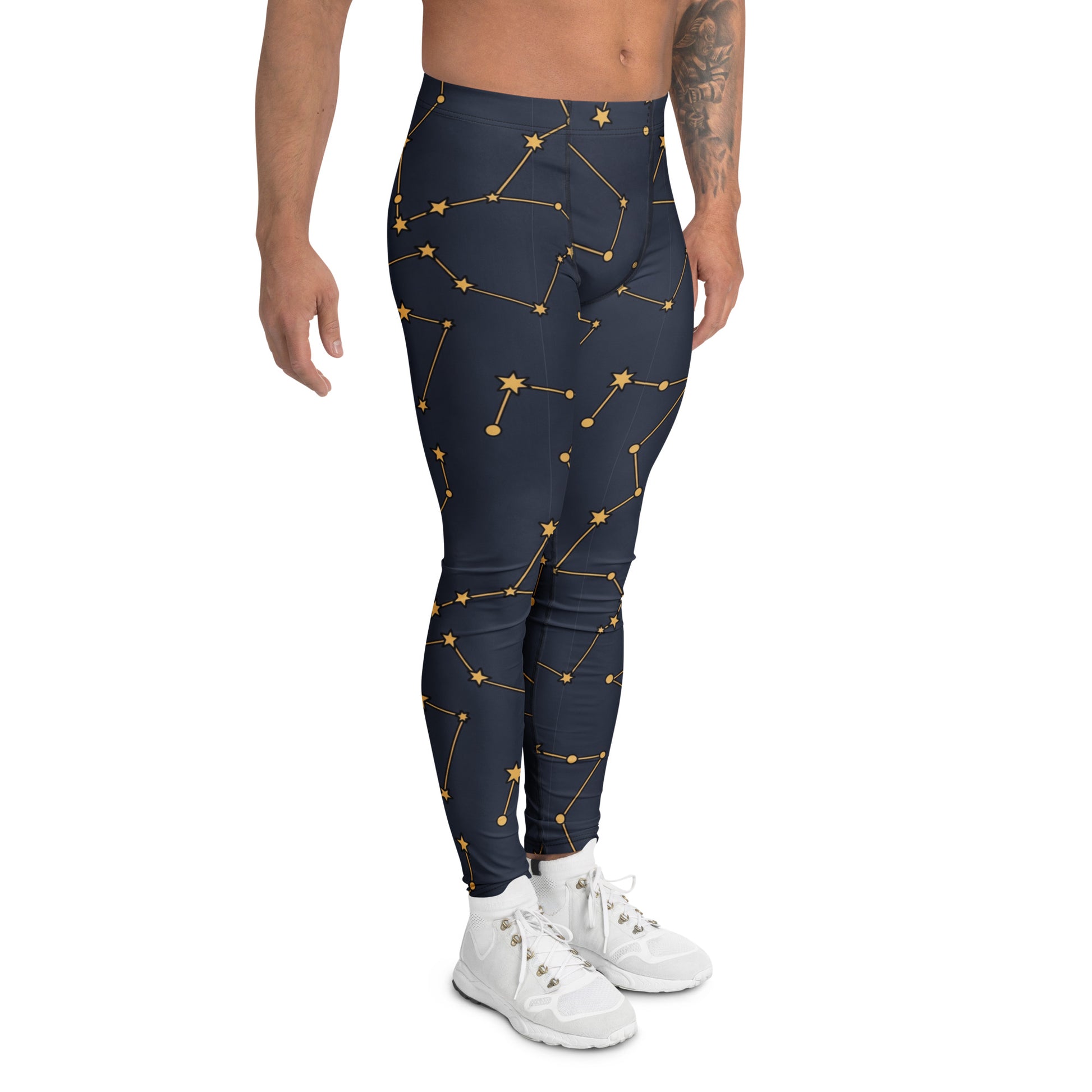 Bold Minimalist Constellation Print Men's Leggings for Activewear