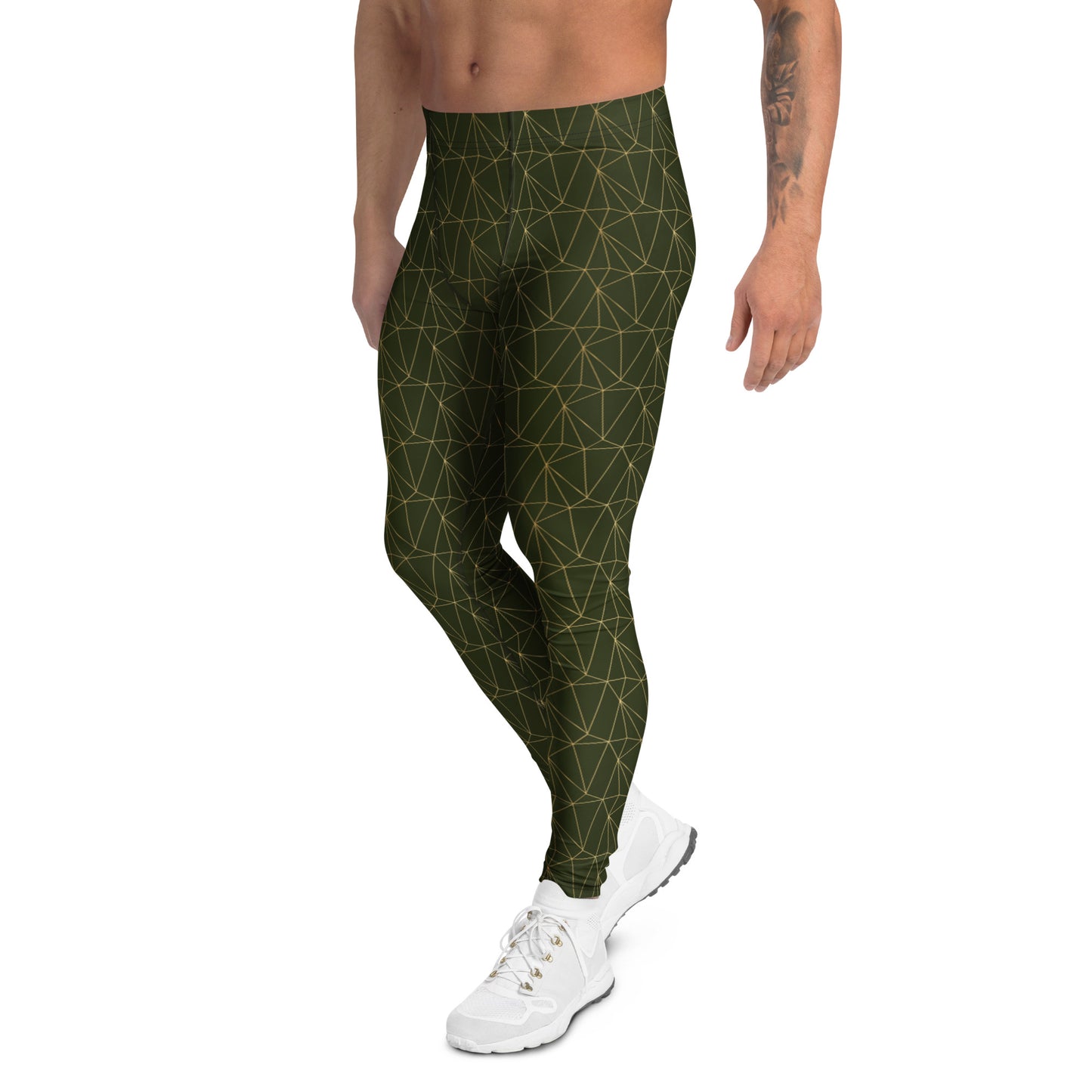 Bold Modern Triangle Mosaic Golden Lines Luxury Men's Athletic Leggings for Activewear