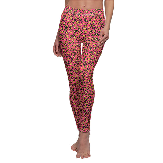 Bold Pink Leopard Print Women's Casual Leggings