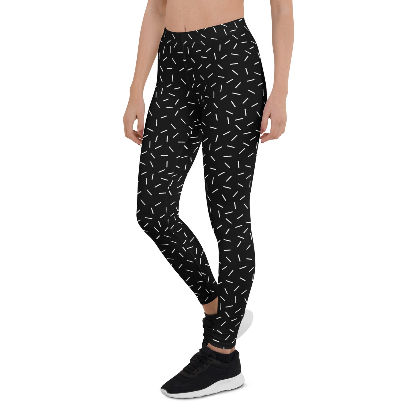 Casual Black and White Sprinkle Print Leggings for Women