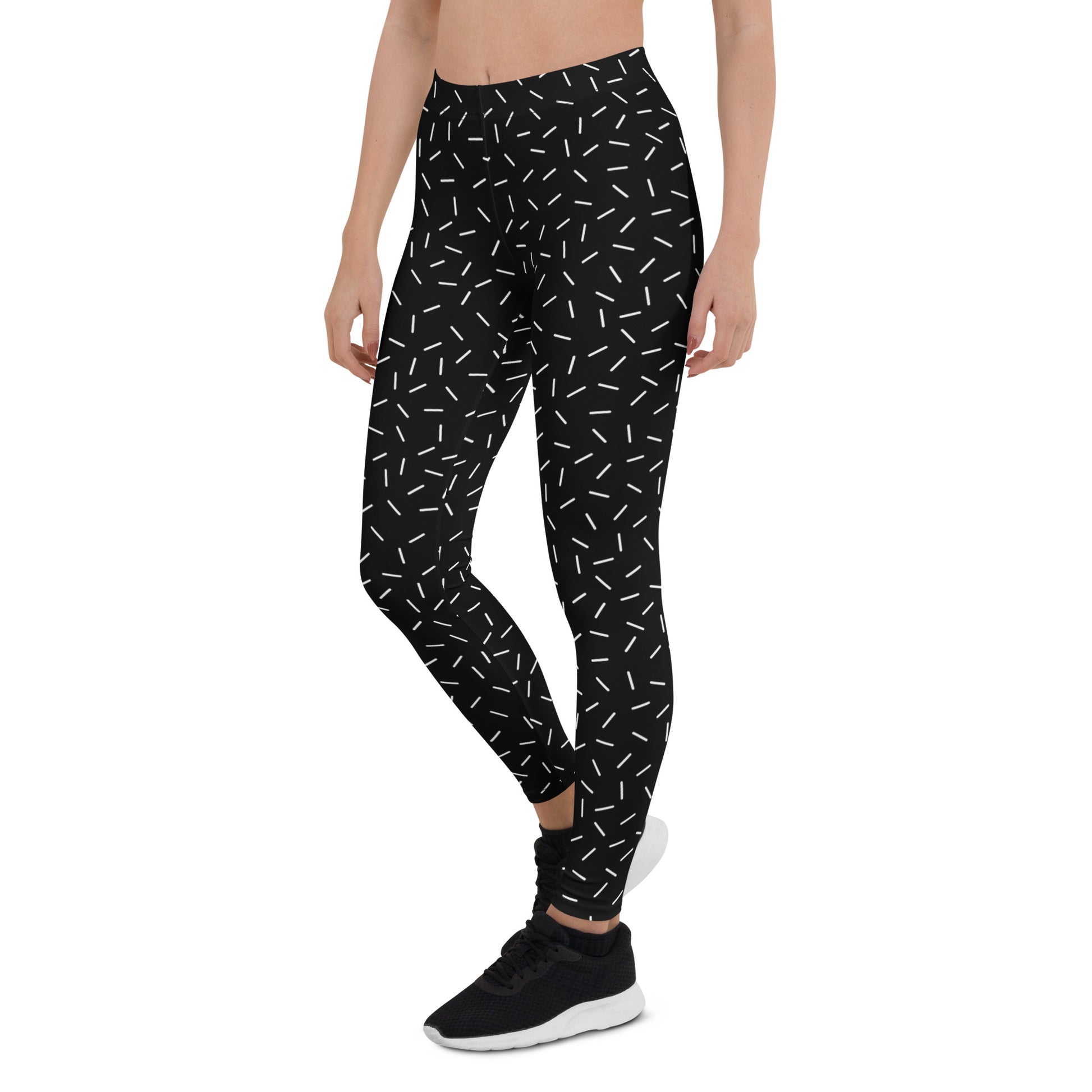 Casual Black and White Sprinkle Print Leggings for Women