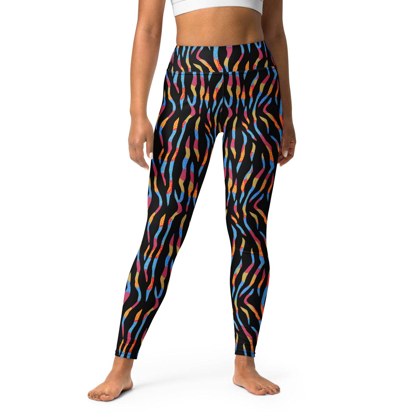 Colorful Zebra Print Yoga Leggings for Active Wear