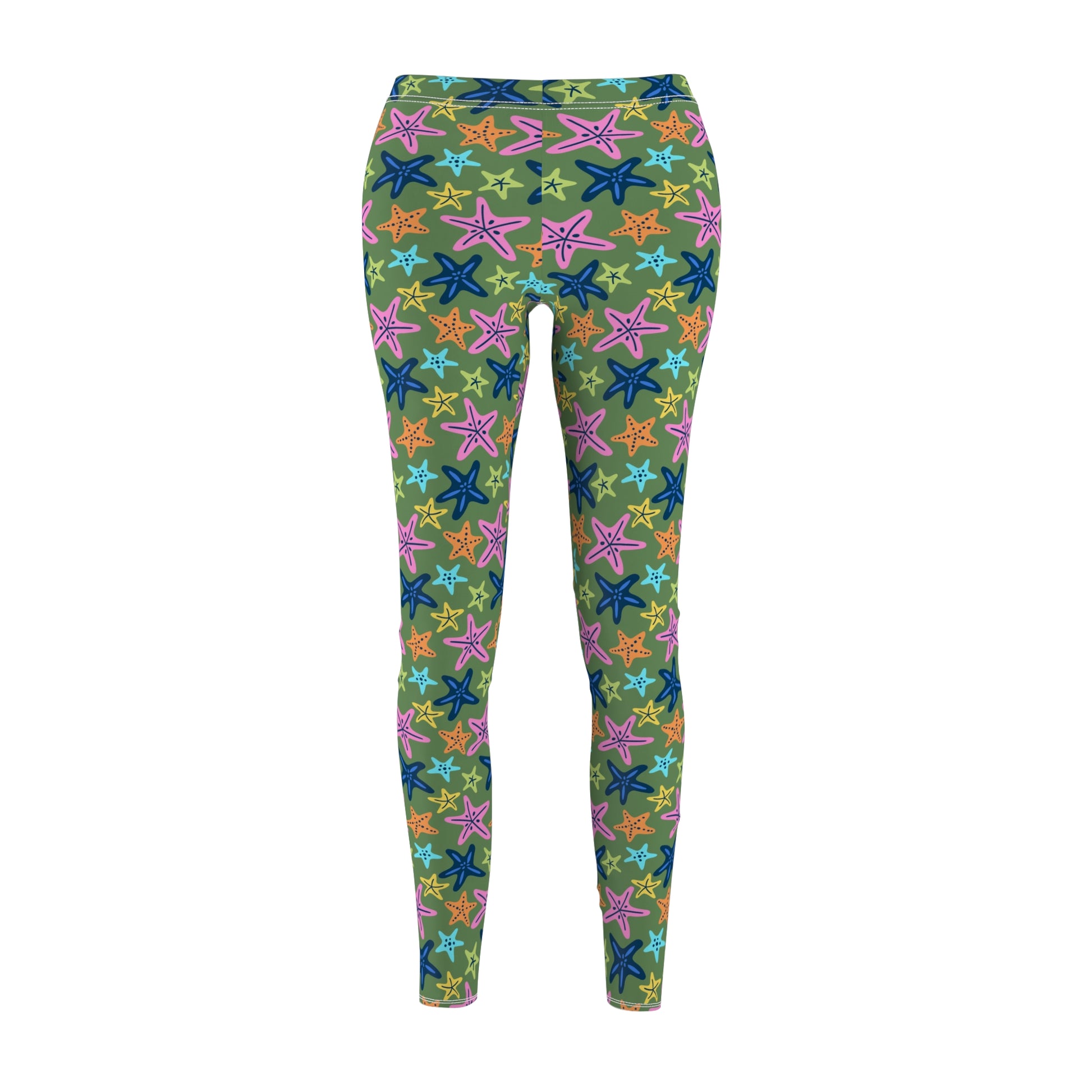 Comfortable Bohemian Colorful Starfish Printed Leggings for Casual Wear