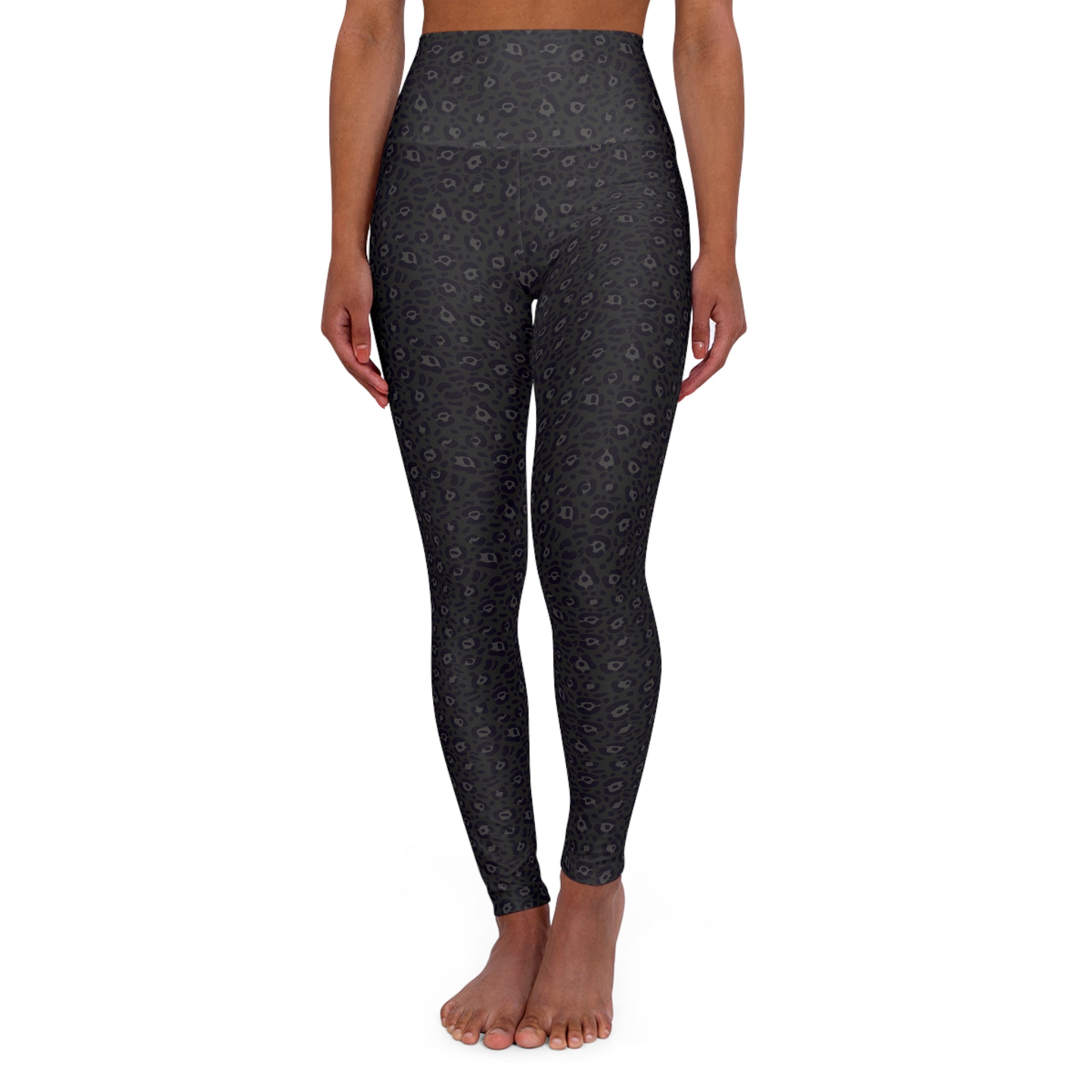 Comfortable Bold Black Leopard Print High Waisted Yoga Leggings for Activewear