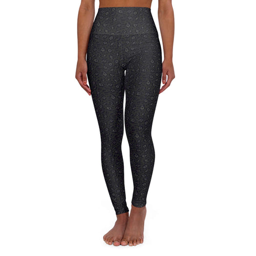 Comfortable Bold Black Leopard Print High Waisted Yoga Leggings for Activewear