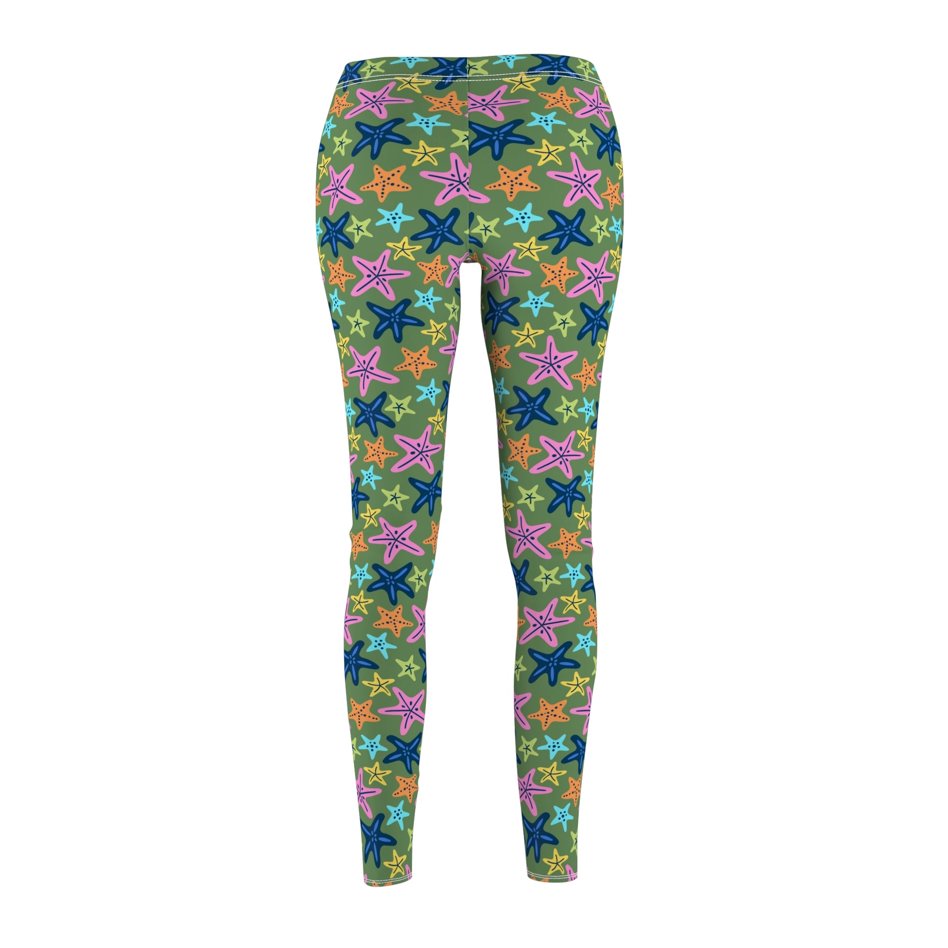 Comfortable Bold Bohemian Colorful Starfish Printed Leggings for Casual Wear