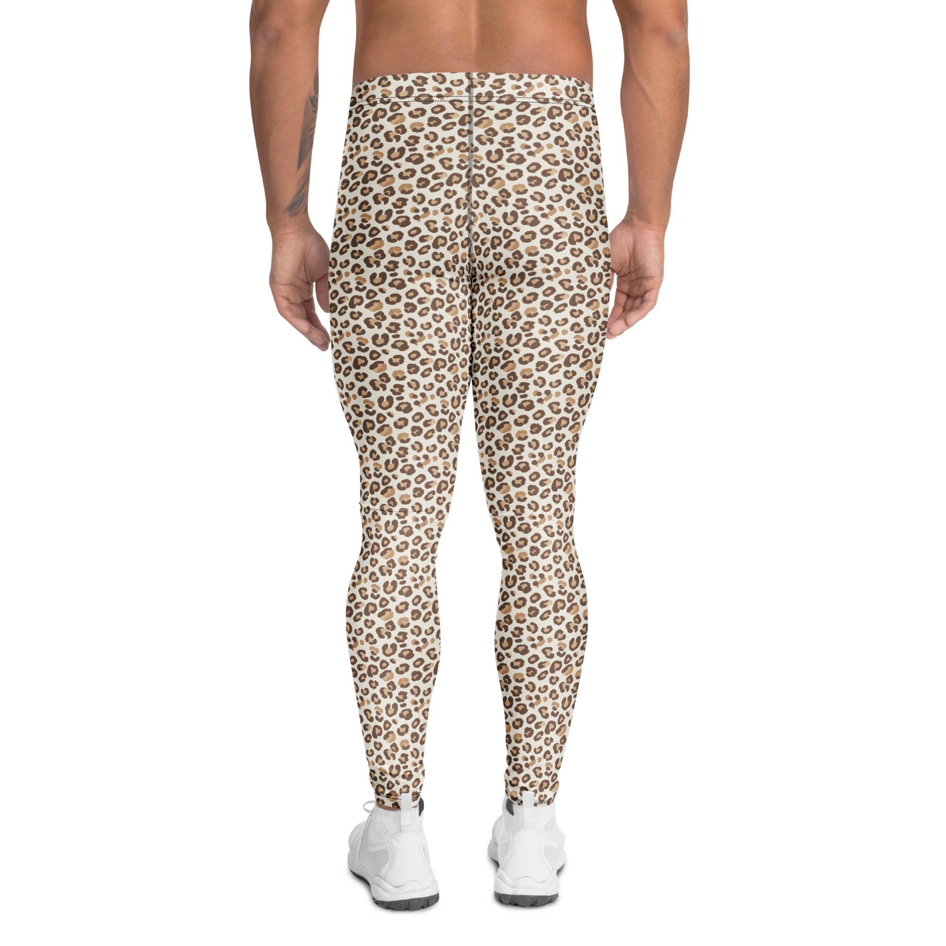 Comfortable Bold Brown Leopard Print Men's Athletic Leggings for Activewear