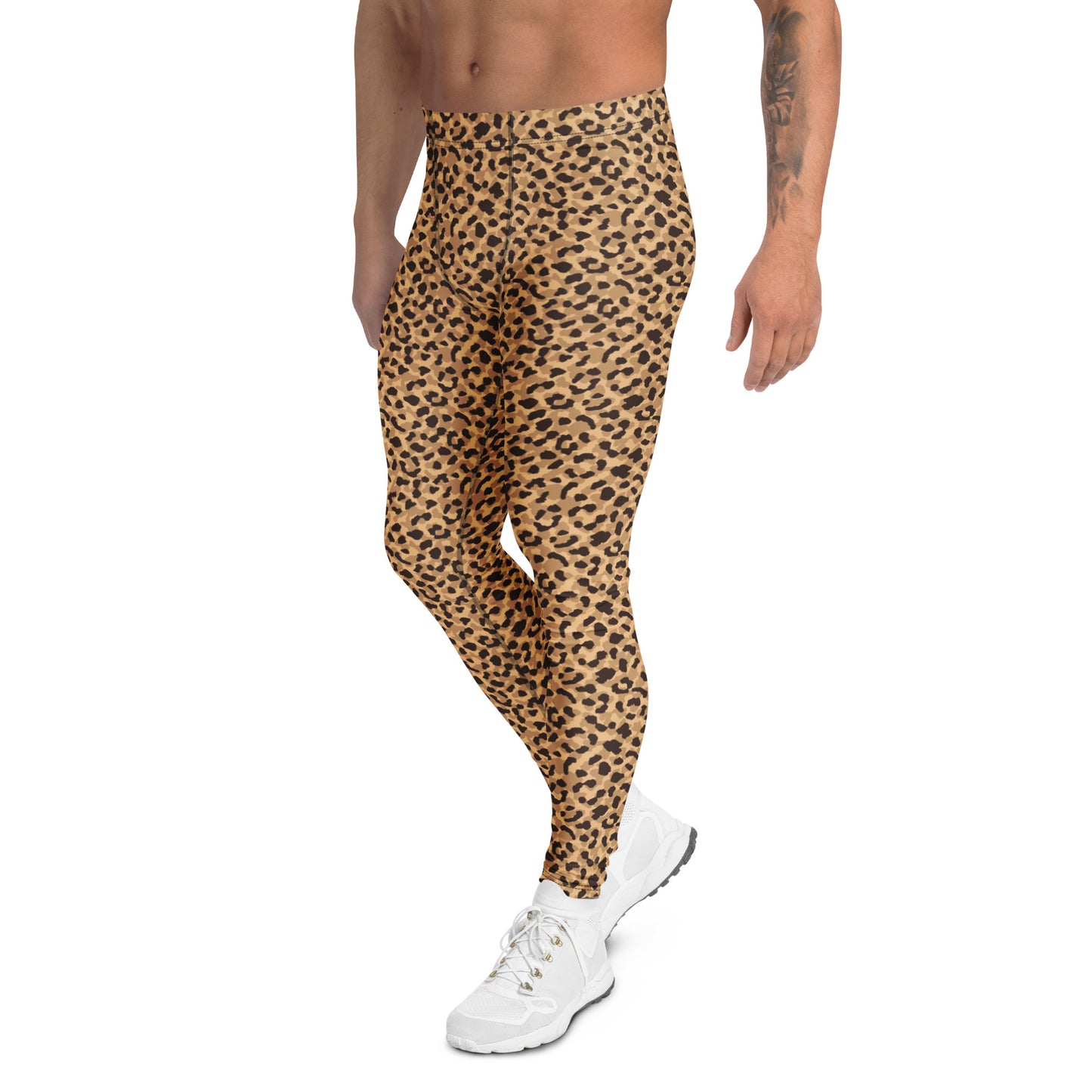 Comfortable Bold Brown Leopard Print Men's Fitness Leggings for Active Wear