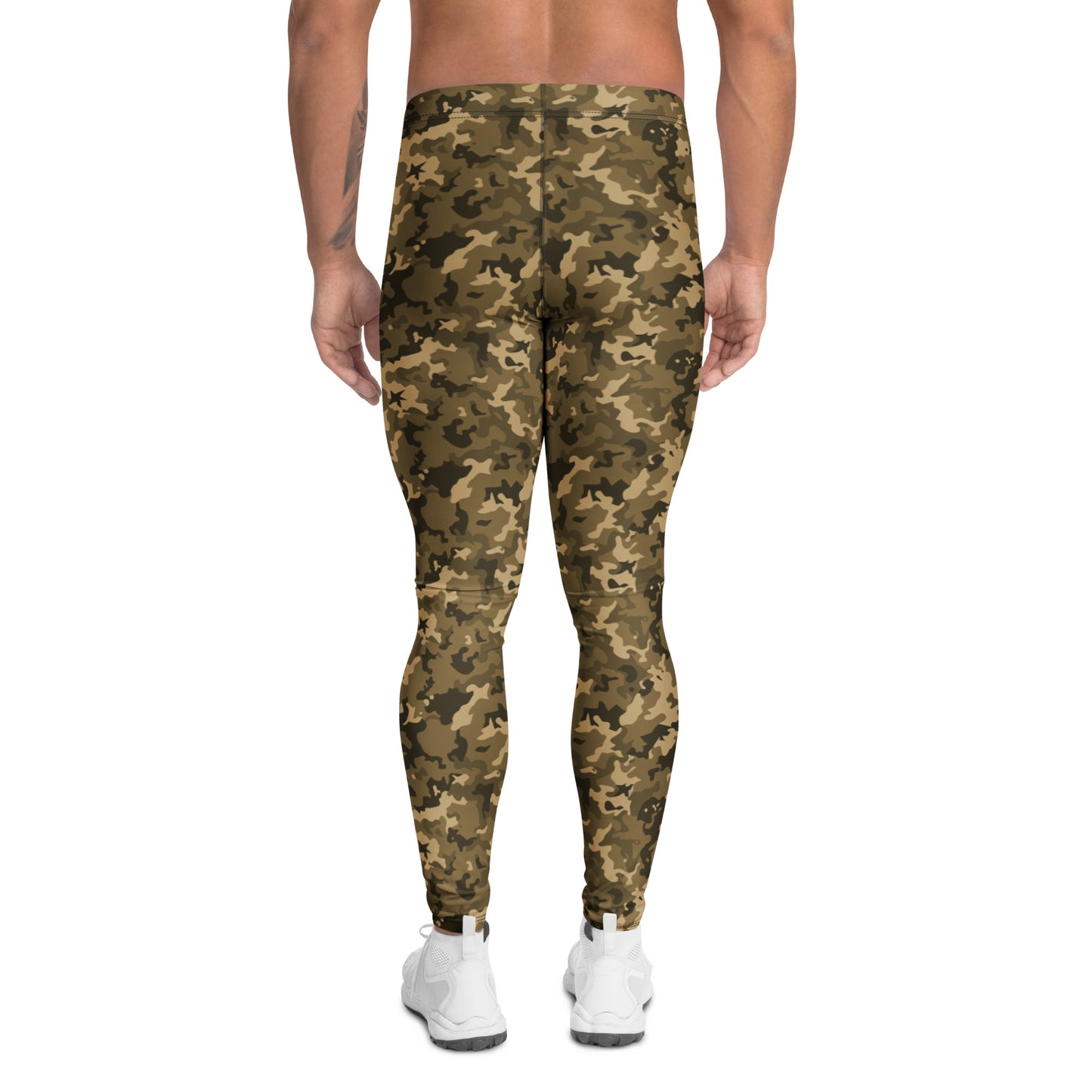 Comfortable Bold Brown Tactical Camo Print Men's Athletic Leggings for Activewear
