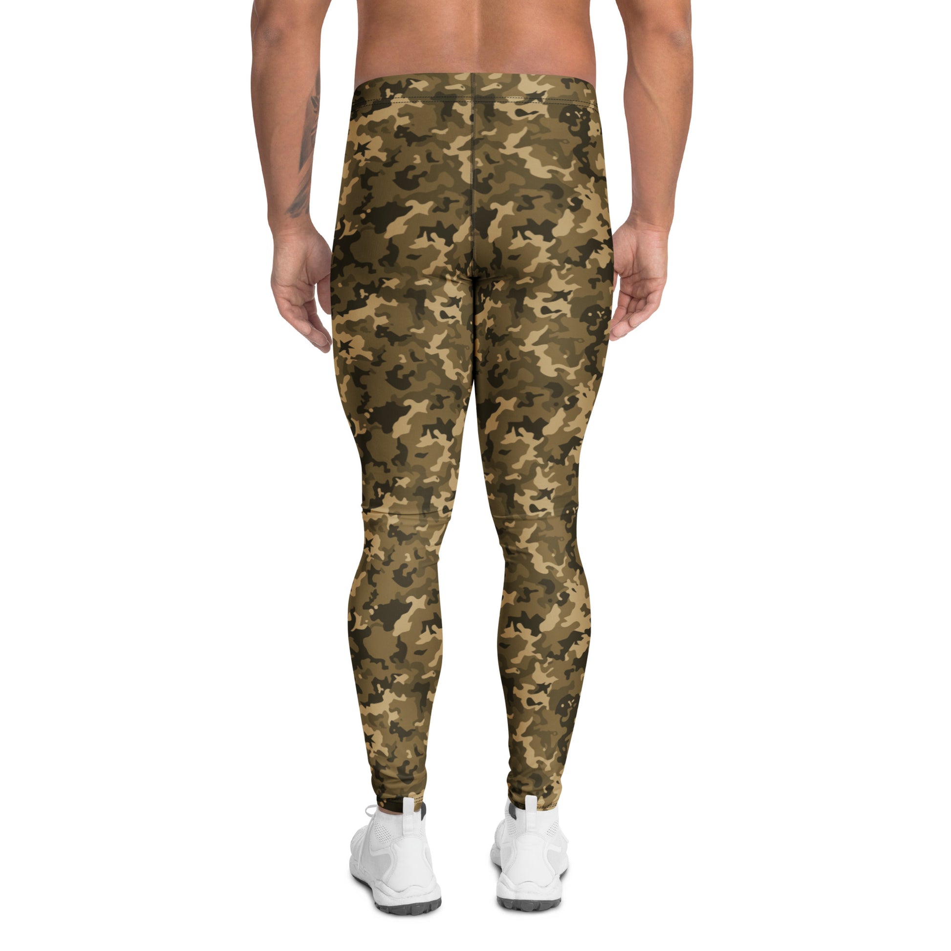 Comfortable Bold Brown Tactical Camo Print Men's Athletic Leggings for Activewear