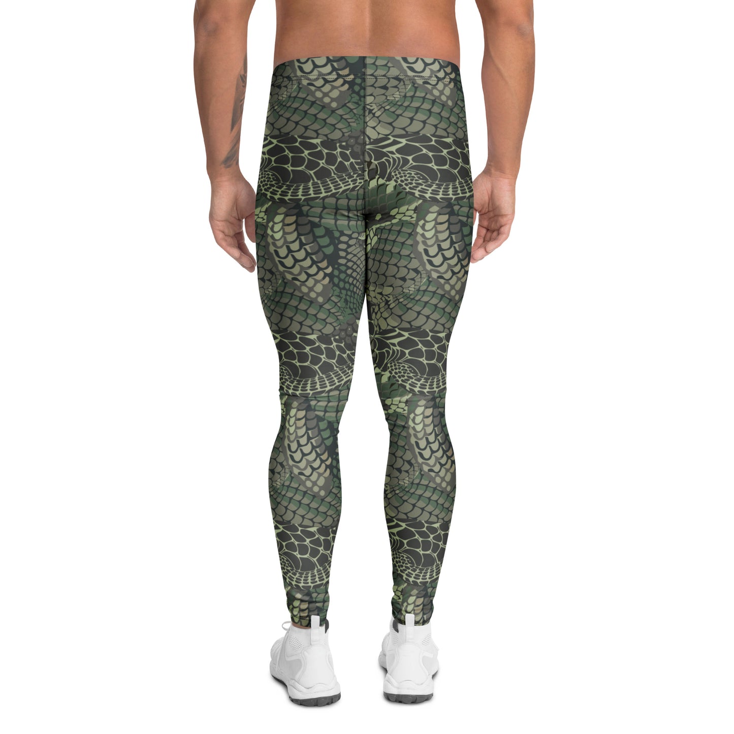 Comfortable Bold Camouflage Snake Skin Print Men's Leggings for Activewear