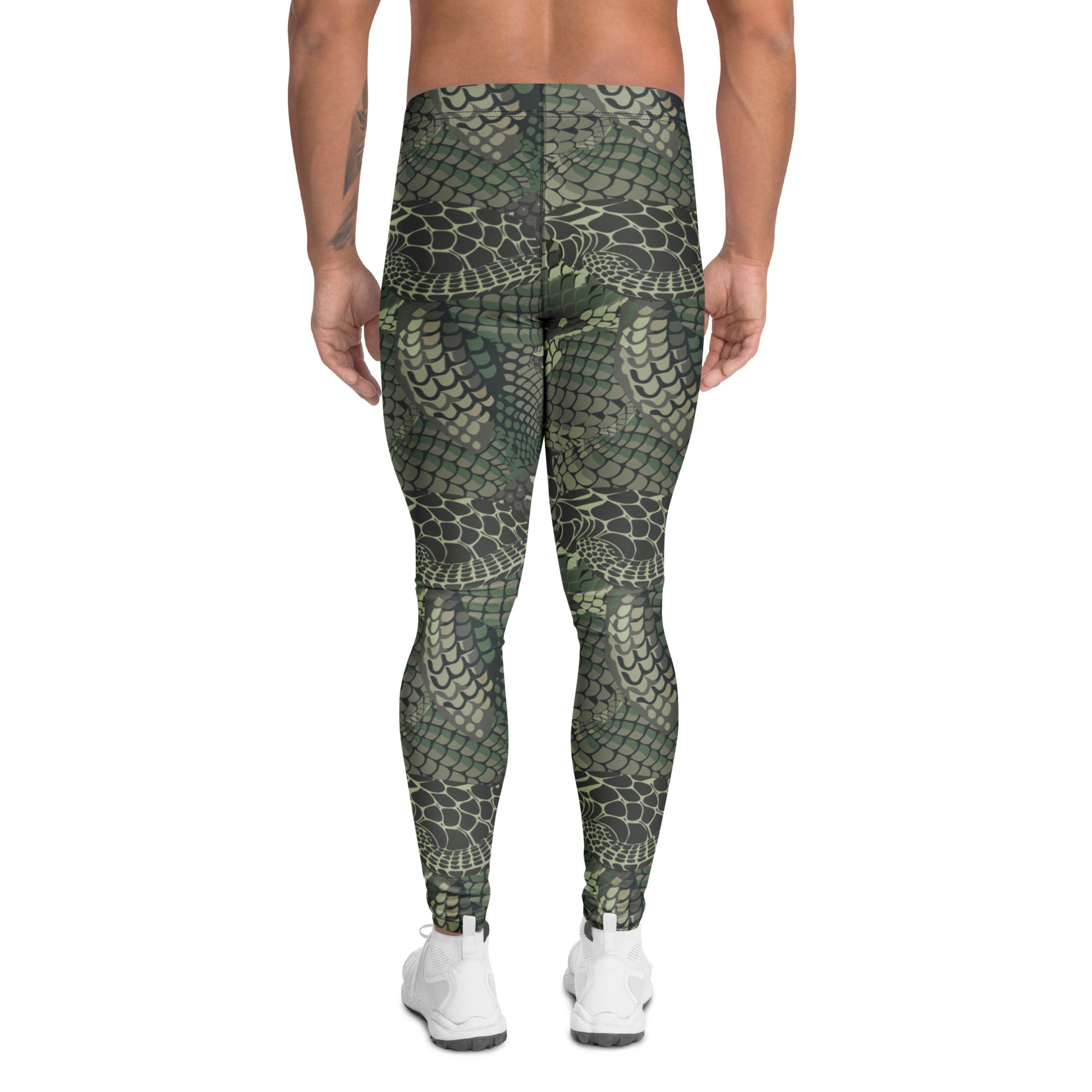 Comfortable Bold Camouflage Snake Skin Print Men's Leggings for Activewear