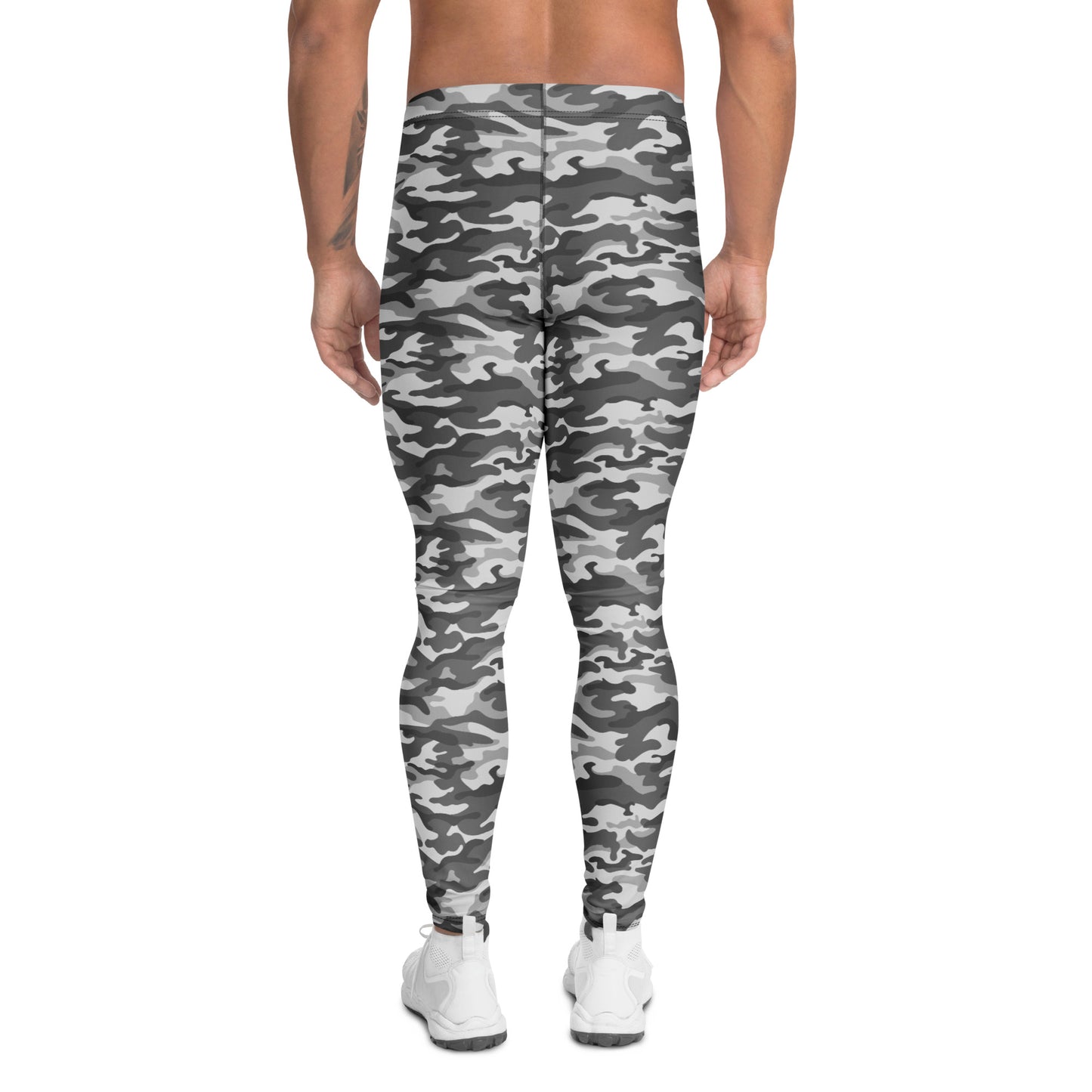 Comfortable Bold Gray Military Camouflage Pattern Men's Leggings for Activewear