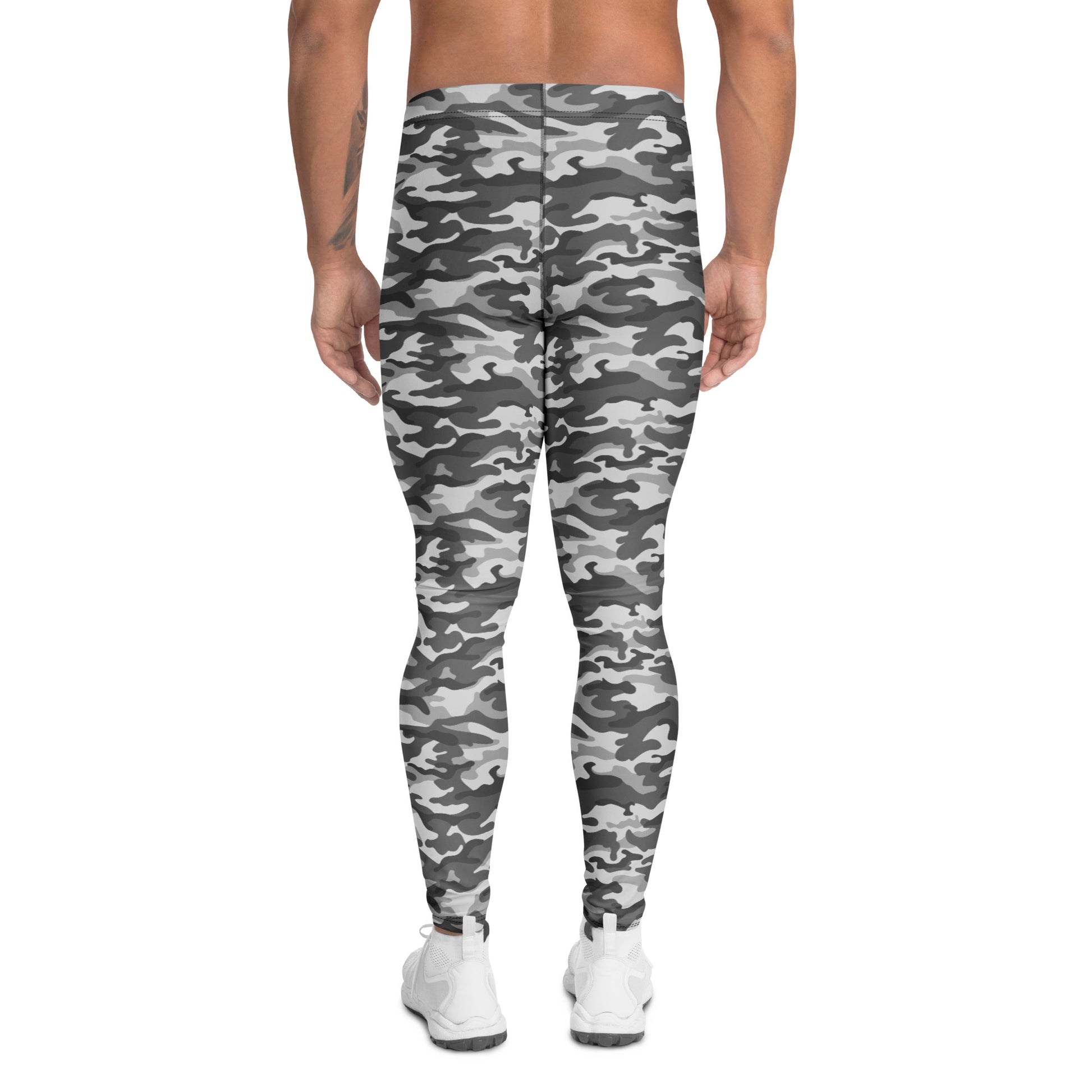 Comfortable Bold Gray Military Camouflage Pattern Men's Leggings for Activewear