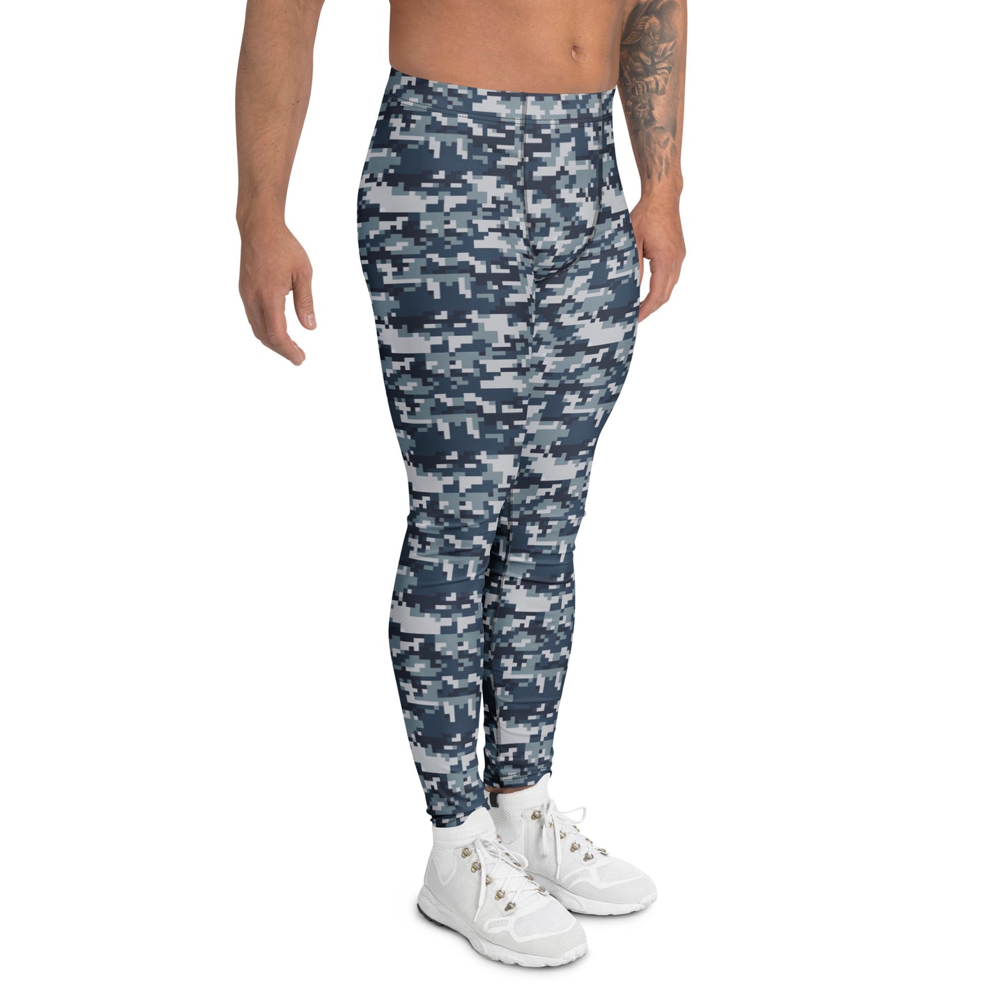 Comfortable Bold Navy Camo Activewear for Men's Workout Leggings for Sportswear