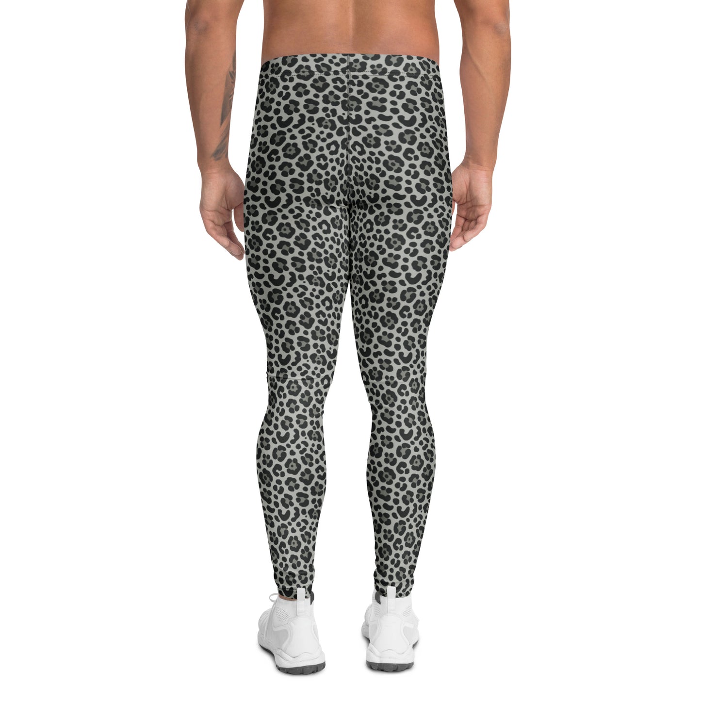 Comfortable Bold Snow Leopard Print Men's Athletic Leggings for Activewear