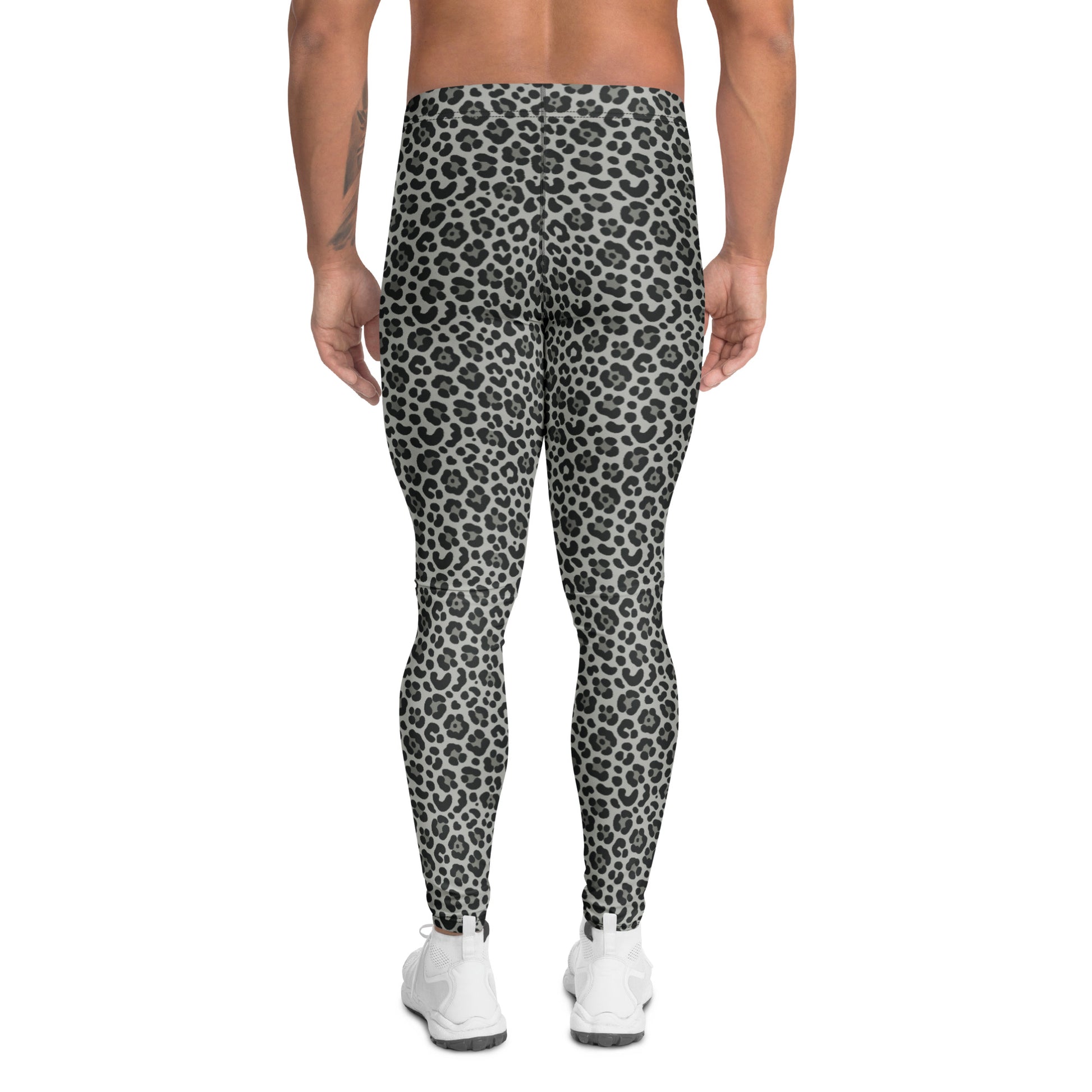 Comfortable Bold Snow Leopard Print Men's Athletic Leggings for Activewear