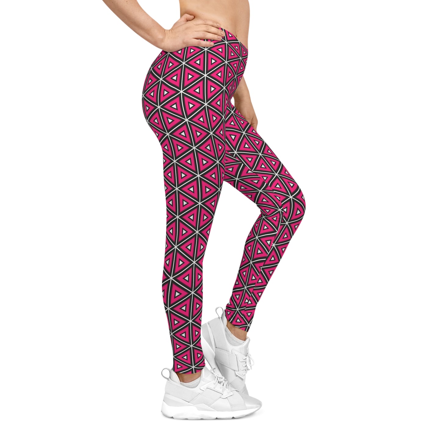 Comfortable Bold Women's Casual Leggings Chic Pink Triangles Activewear