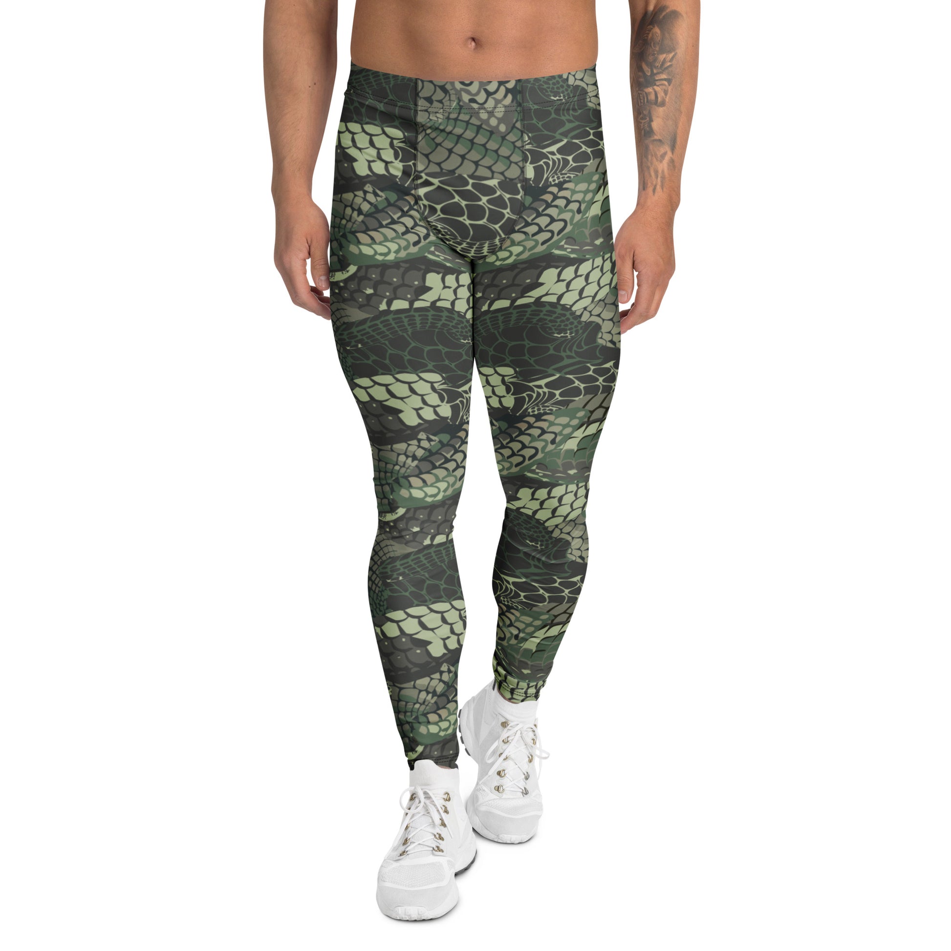 Comfortable Camouflage Snake Skin Print Men's Leggings for Activewear