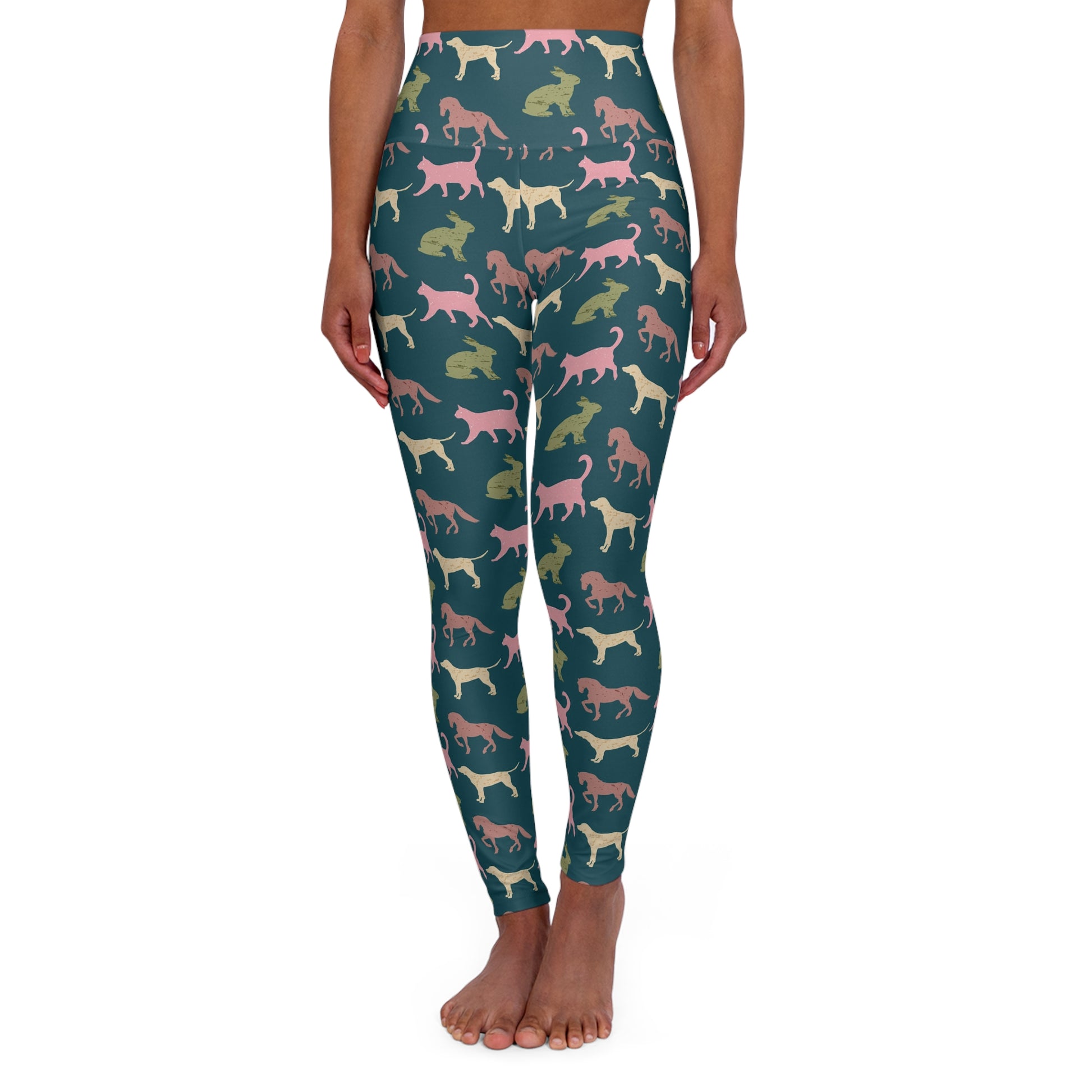 Comfortable Colorful Animals Pattern High Waist Yoga Leggings Activewear