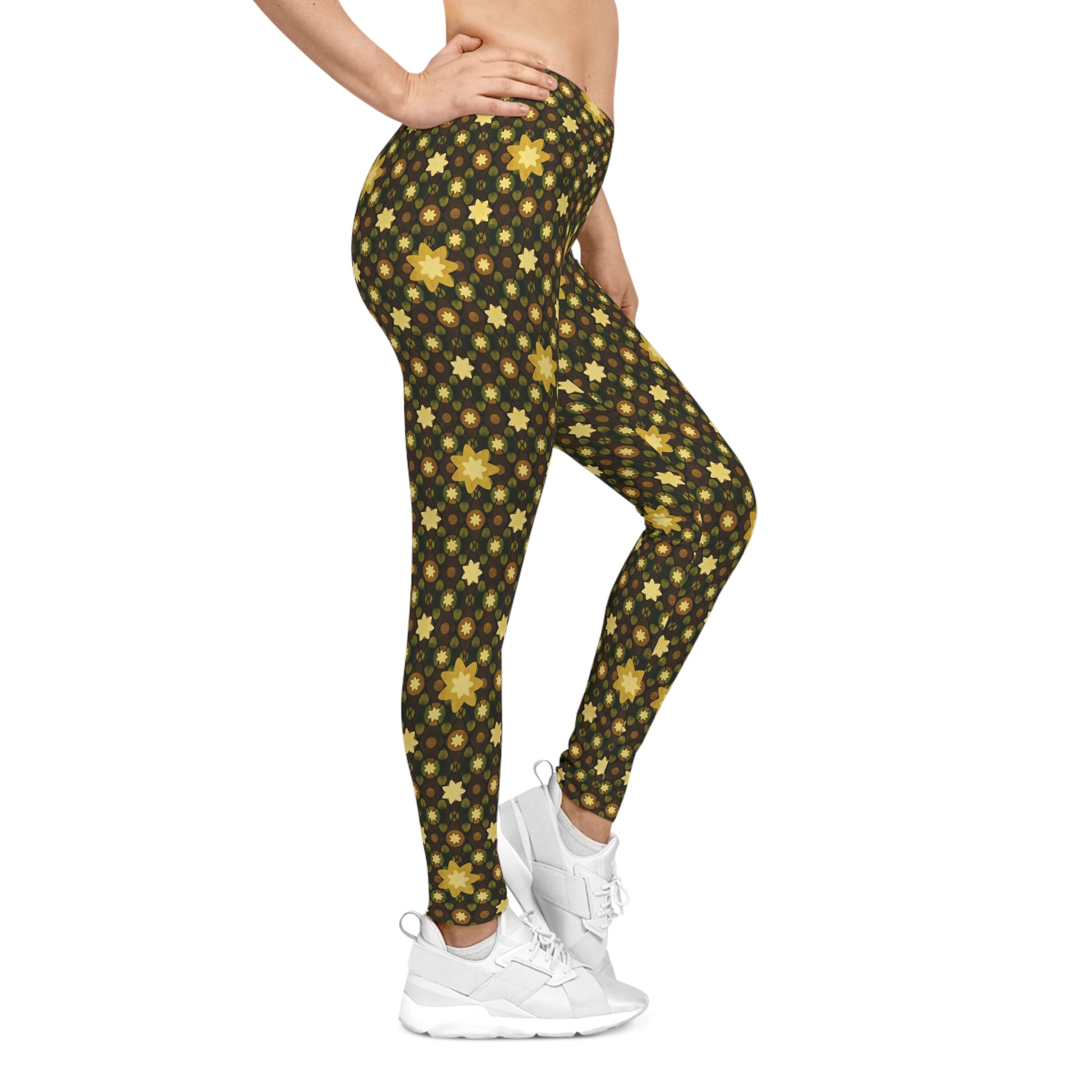 Comfortable Elegant Gold Starburst Women's Casual Leggings