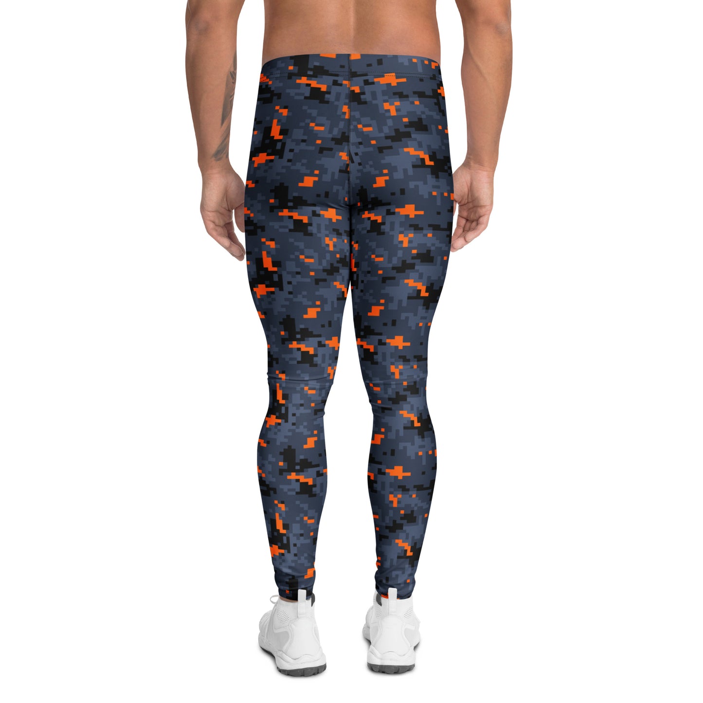 Comfortable Orange Pixel Camo Print Men's Athletic Leggings Activewear