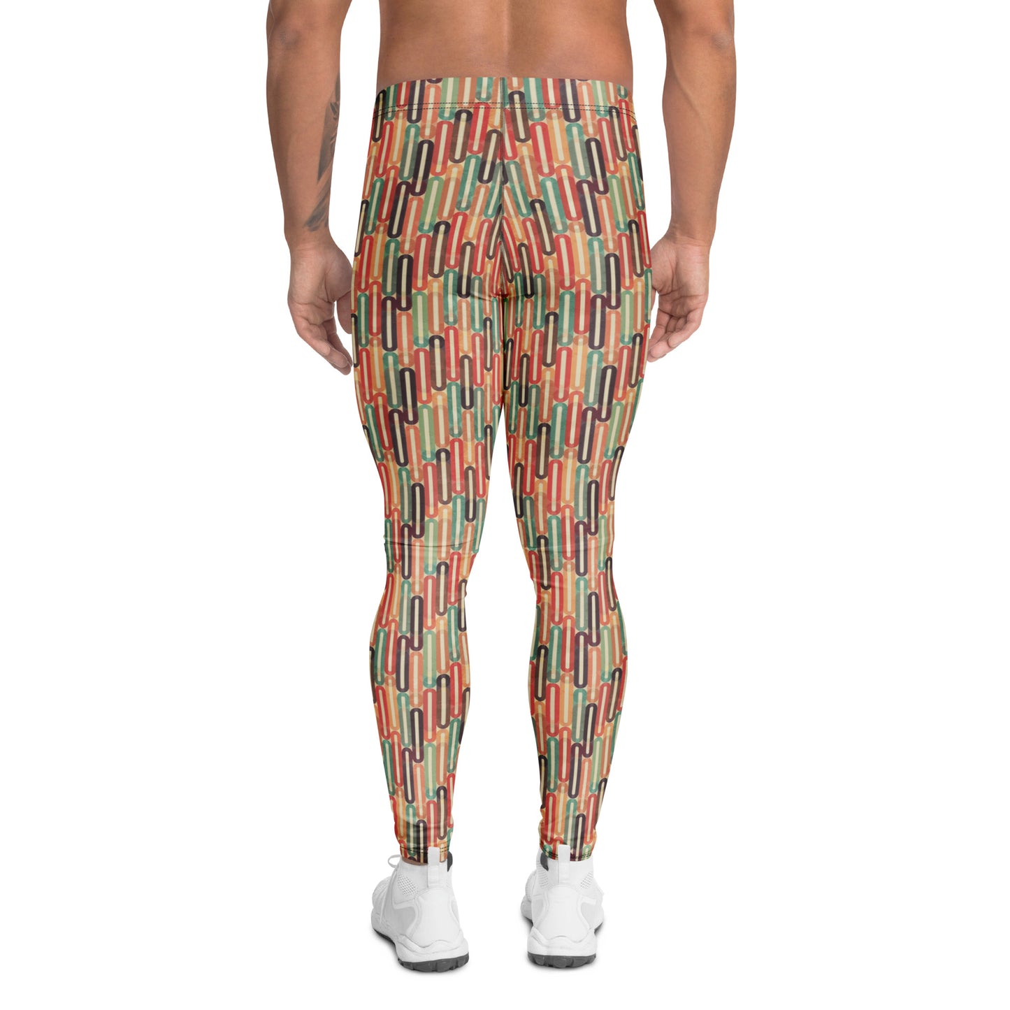 Comfortable Retro Geometric Colorful Pattern Men's Athletic Leggings for Activewear