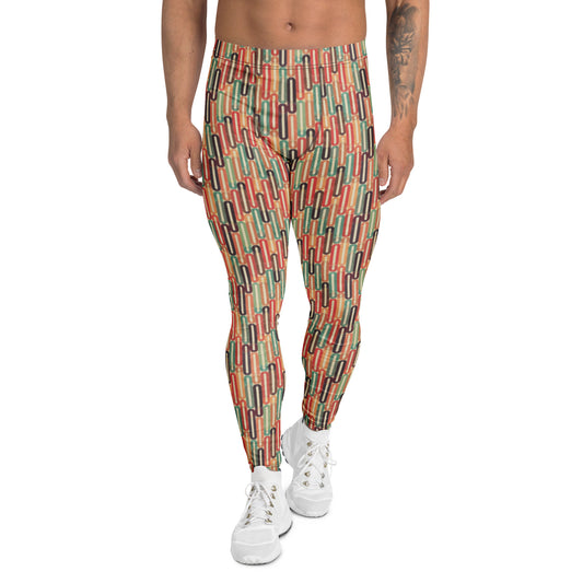 Comfortable Retro Geometric Colorful Pattern Men's Leggings for Activewear